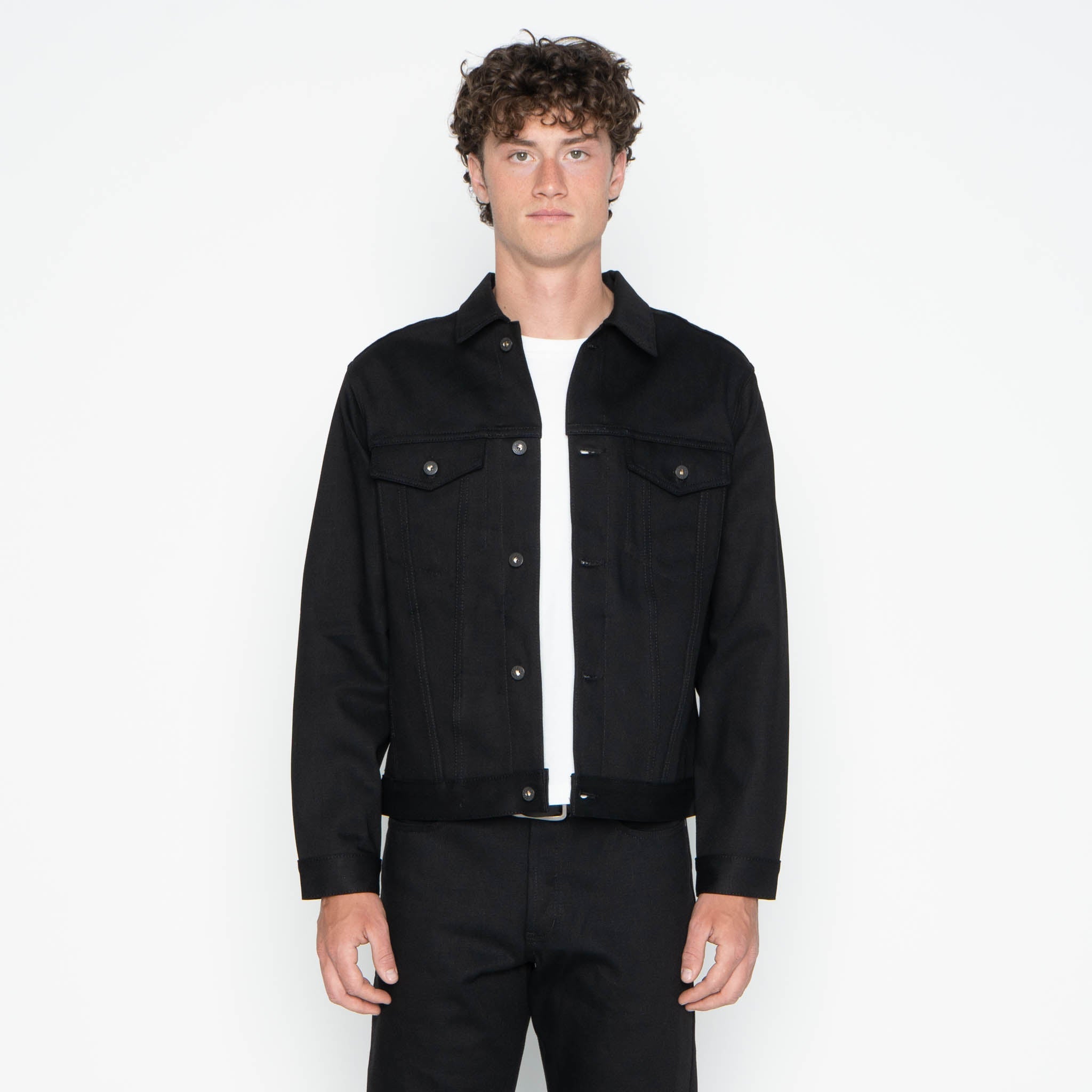 Naked & Famous ブラックデニムジャケット Stealth Pocket Denim Jacket - Solid Black Selvedge | Naked