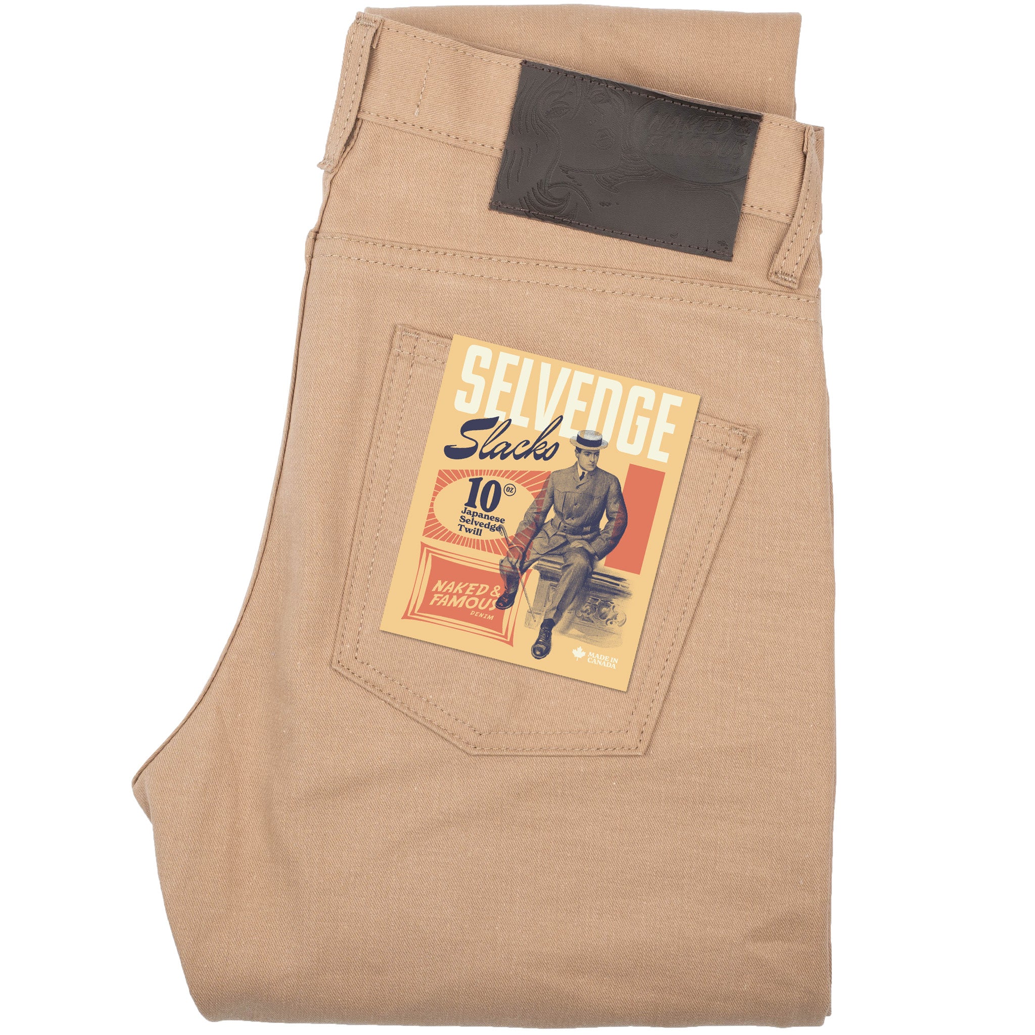 Super Guy - Selvedge Slacks Beige by Naked & Famous Denim