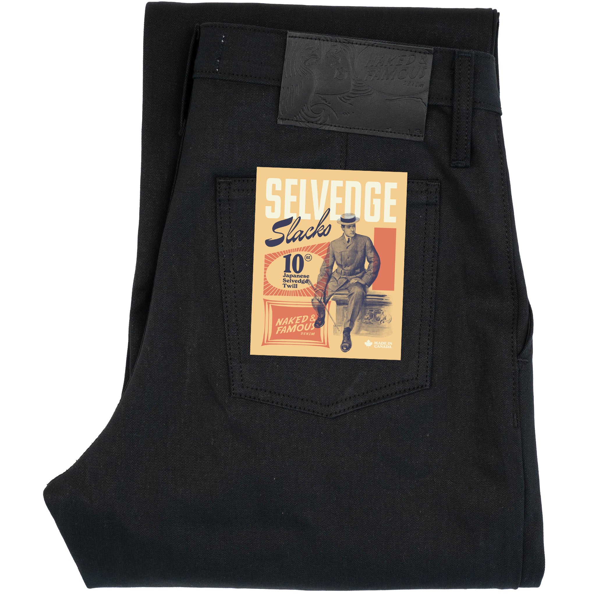 Pleated Trouser - Selvedge Slacks Black by Naked & Famous Denim
