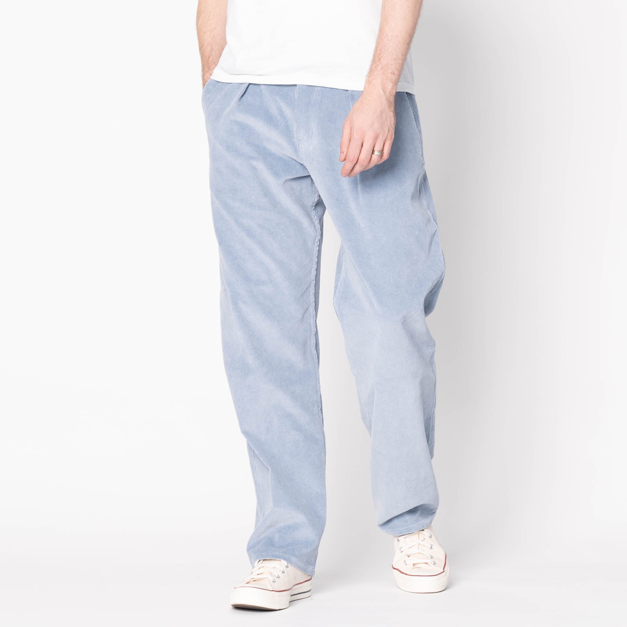 Pantalon plissé - Velours côtelé bio délavé - Indigo pâle