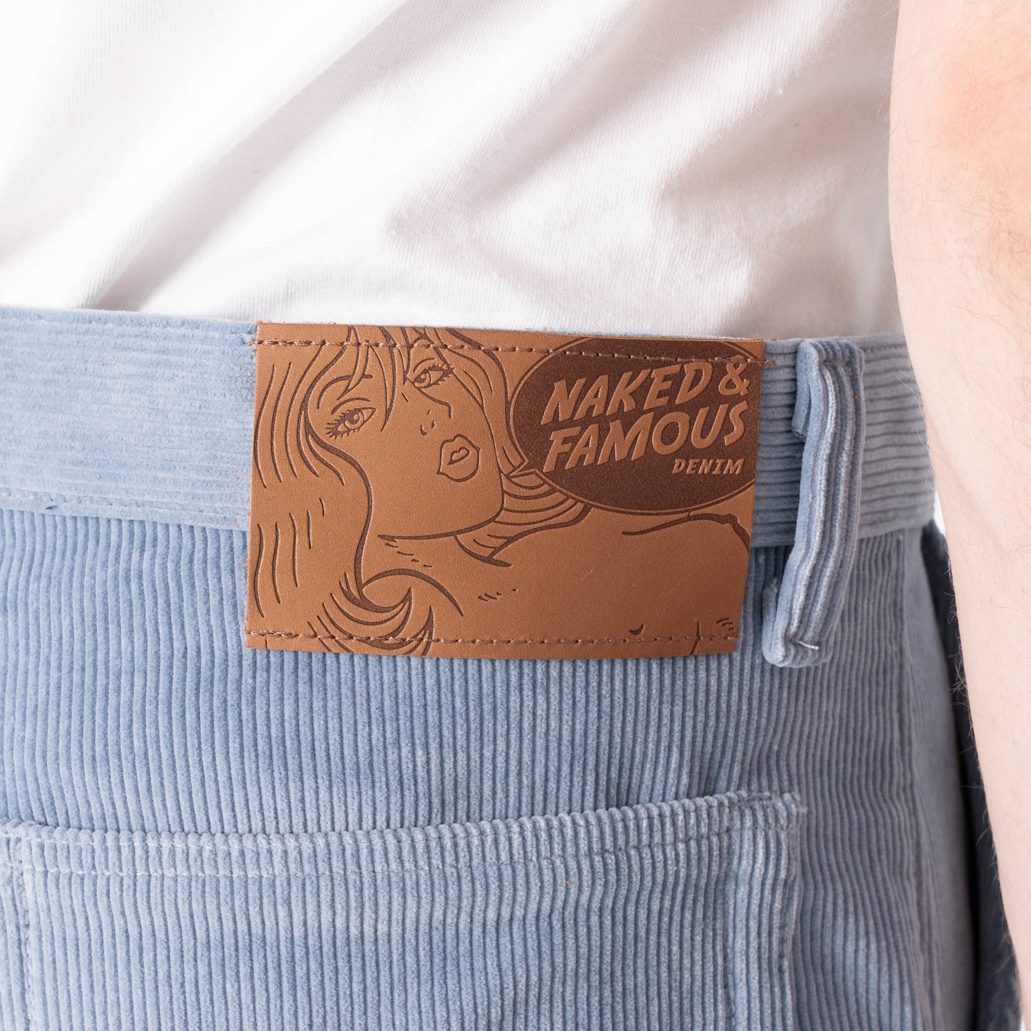 Pleated Trouser - Faded Corduroy Organic - Pale Indigo by Naked & Famous Denim