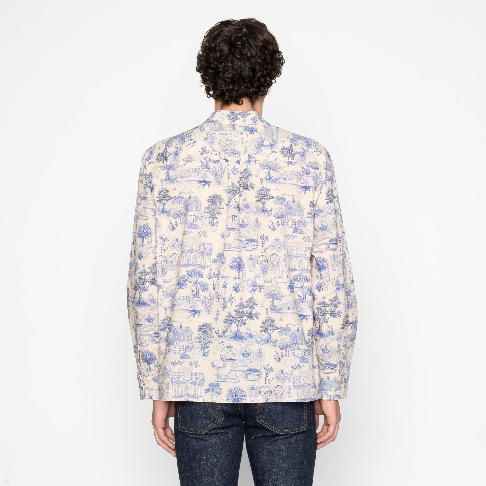 True Shirt - Linen Cats - Blue by Naked & Famous Denim