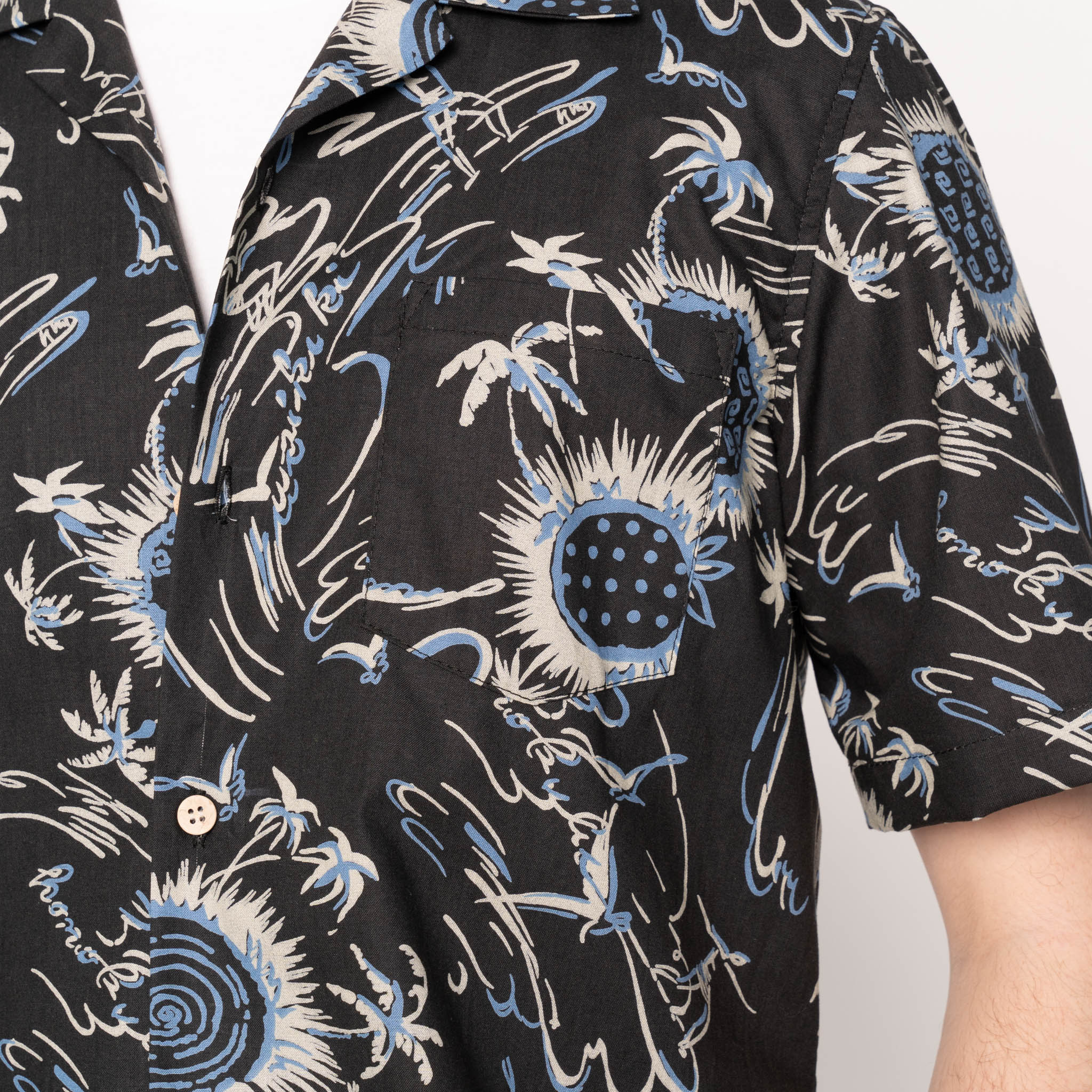Aloha Shirt - Waikiki Waves - Black by Naked & Famous Denim