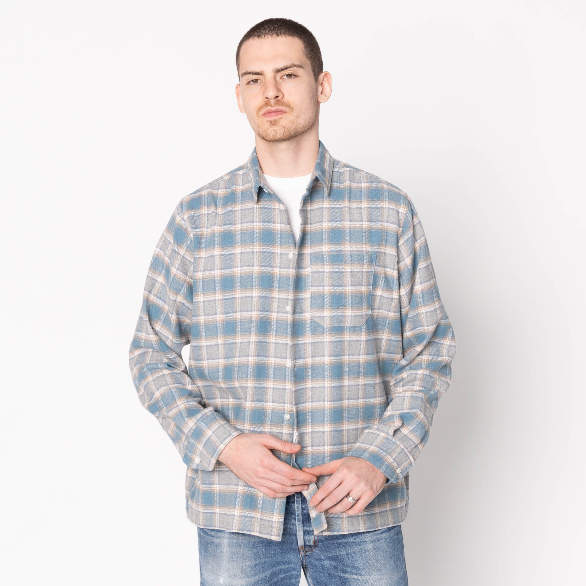 True Shirt - Soft Brushed Faded Flannel - Faded Blue