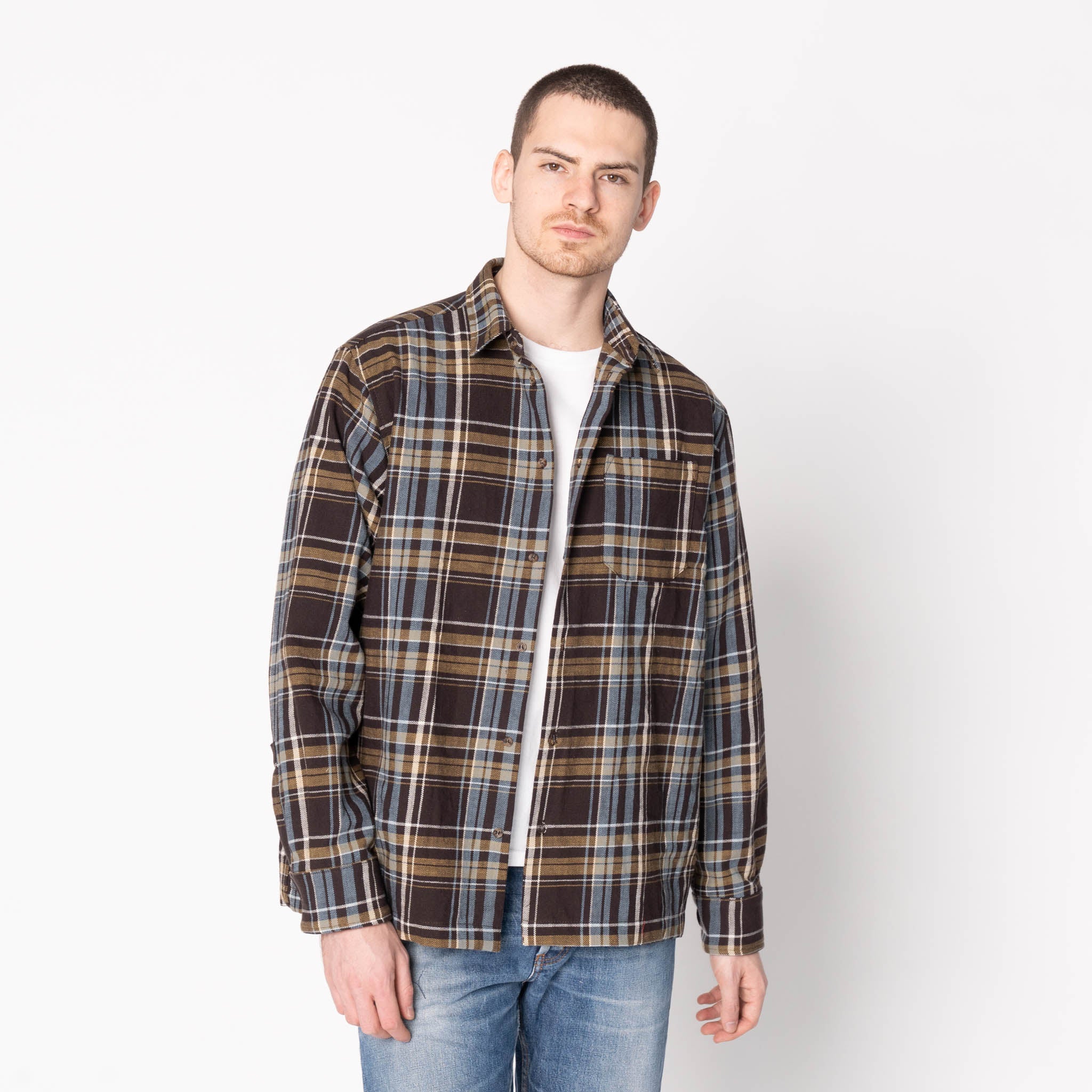 True Shirt - Flanelle fil flammé - Bleu marine