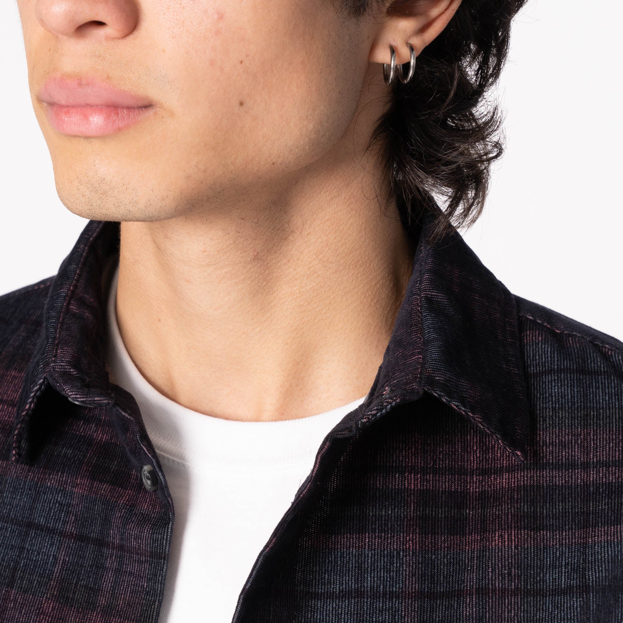 True Shirt - Corduroy Shirting (21W) - Green / Eggplant by Naked & Famous Denim