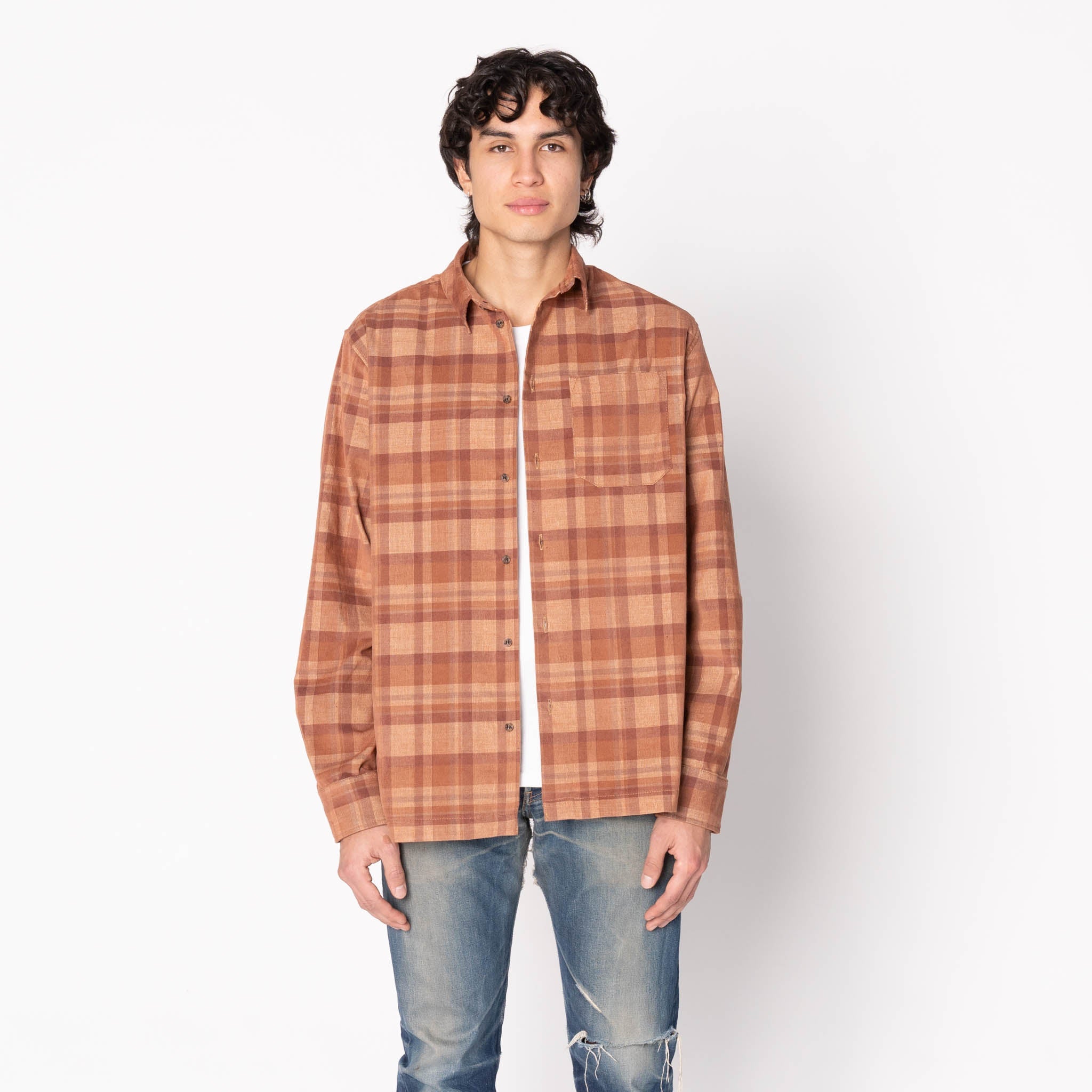 True Shirt - Chemise en velours côtelé (21W) - Marron / Beige