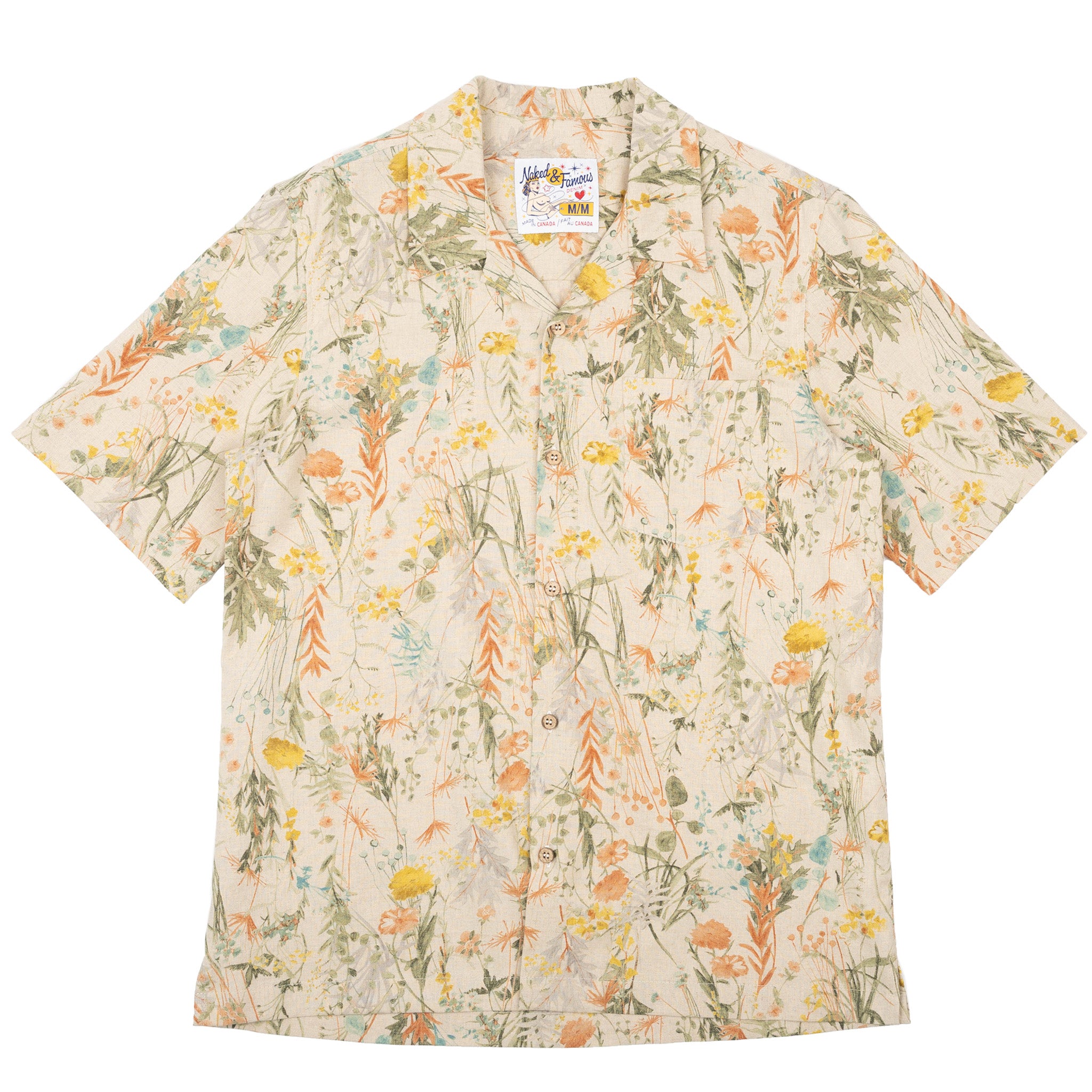 Aloha Shirt - Flowers Painting - Natural | Naked & Famous Denim