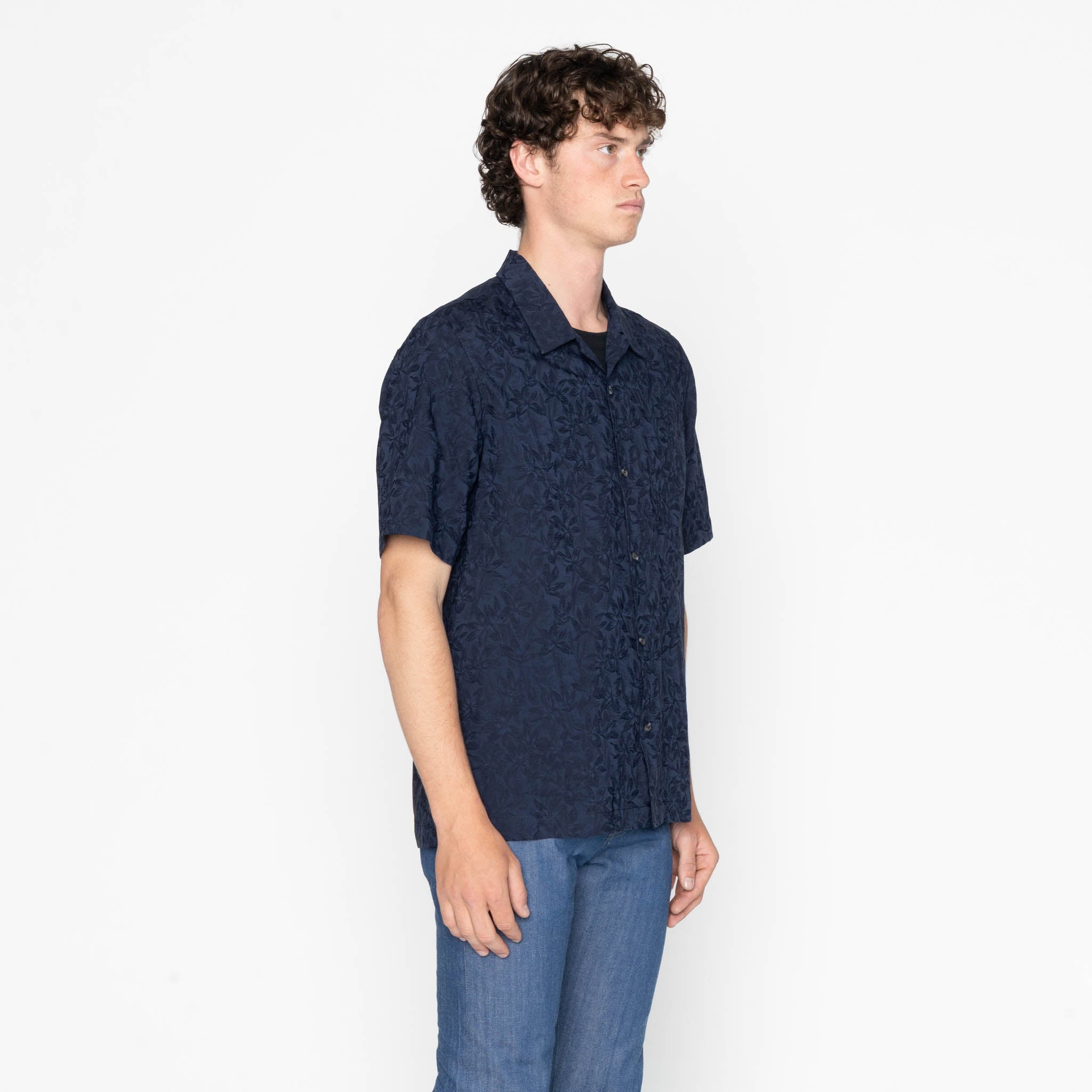 Aloha Shirt - Jungle Jacquard - Navy by Naked & Famous Denim
