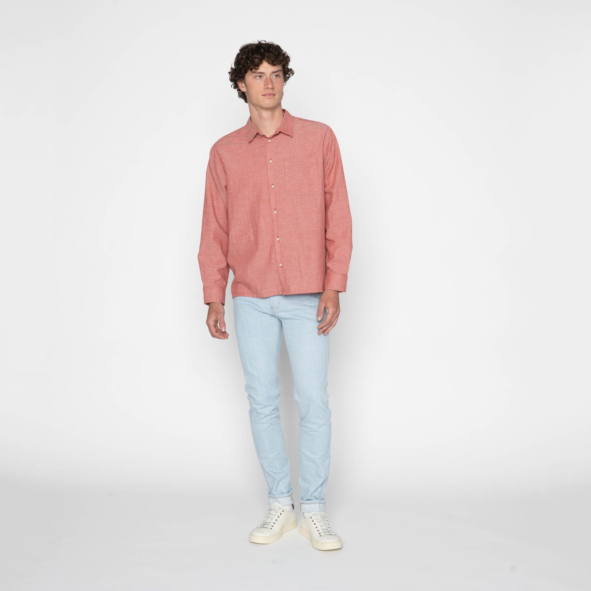 【美品】T. japan chambray shirtピンク True Shirt - Selvedge Chambray - Red