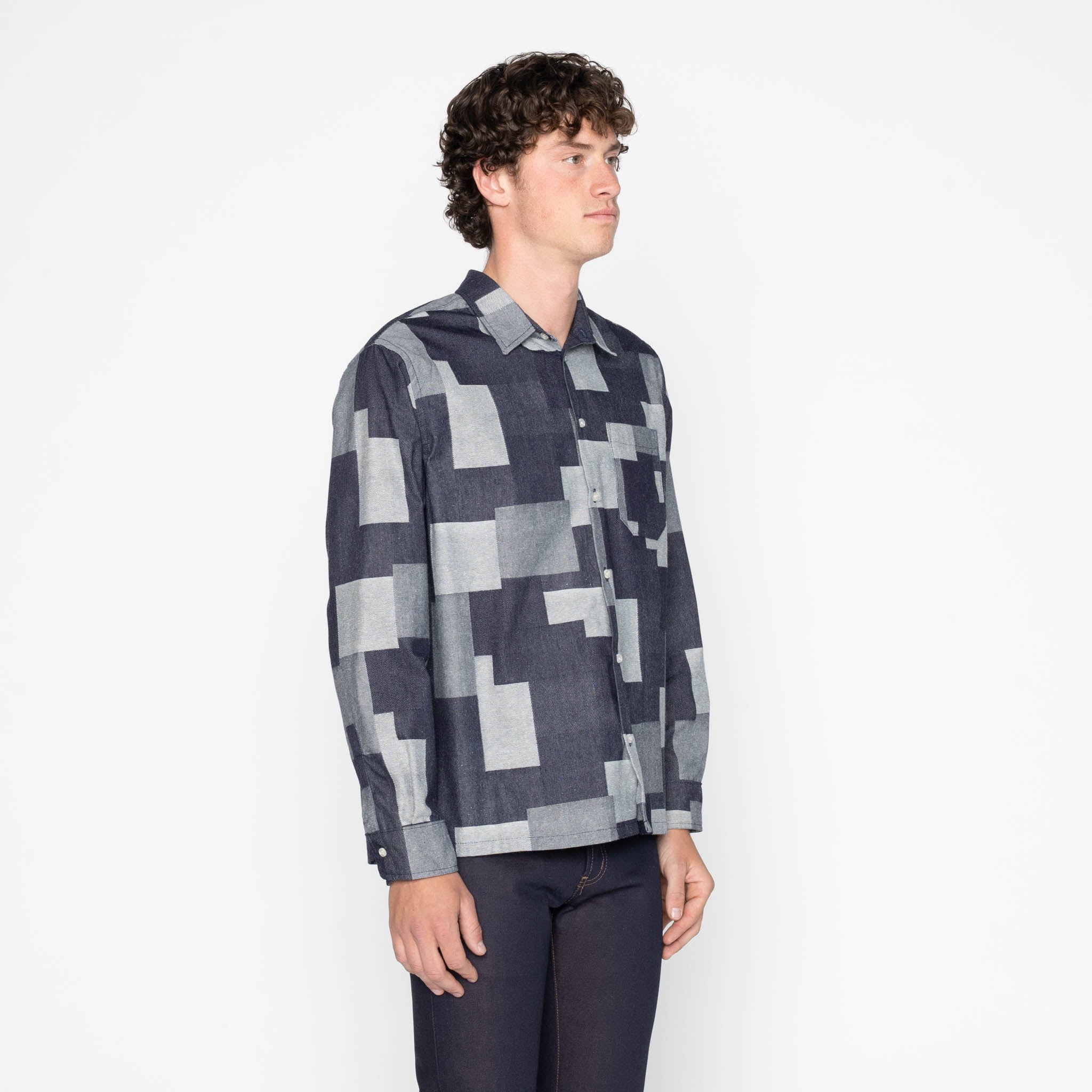 True Shirt - Jacquard Denim - Indigo by Naked & Famous Denim