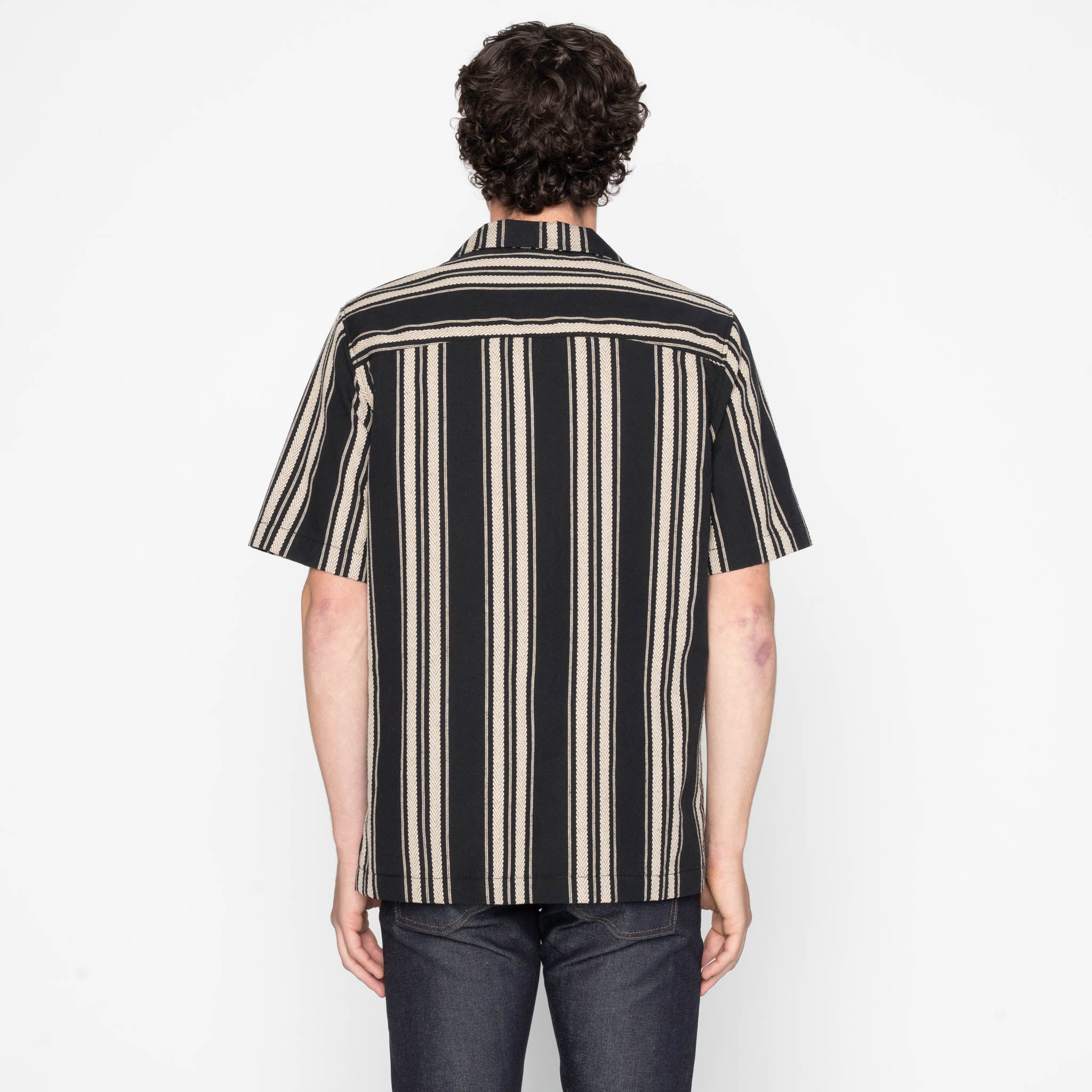 Aloha Shirt - Dobby Bands - Black by Naked & Famous Denim