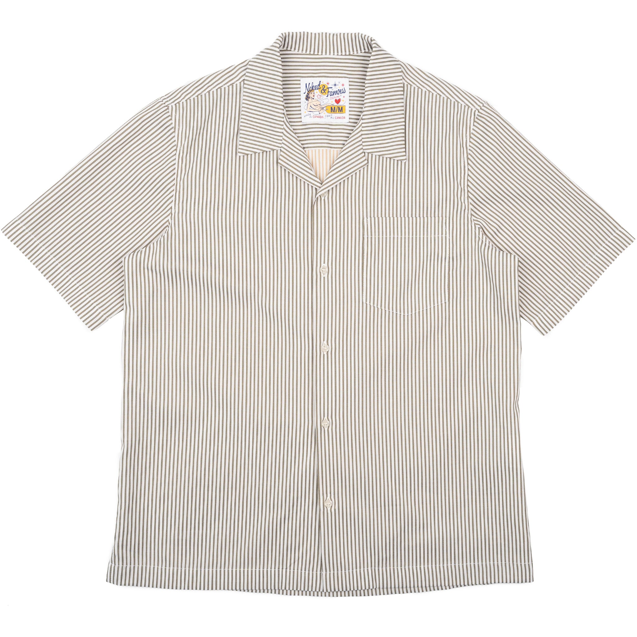 Aloha Shirt - Double Double Stripes - Green by Naked & Famous Denim