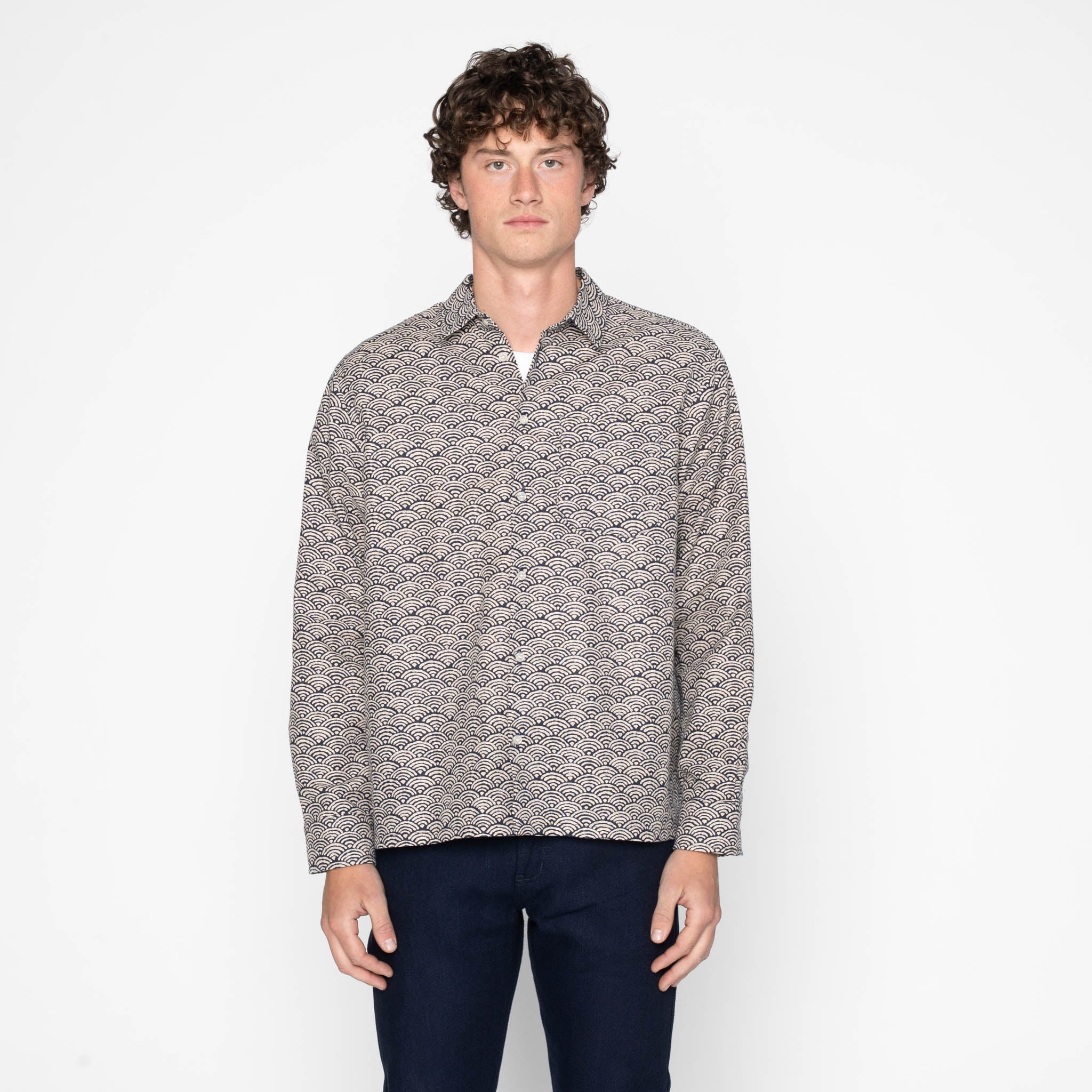 True Shirt - Seigaiha Waves - Indigo by Naked & Famous Denim