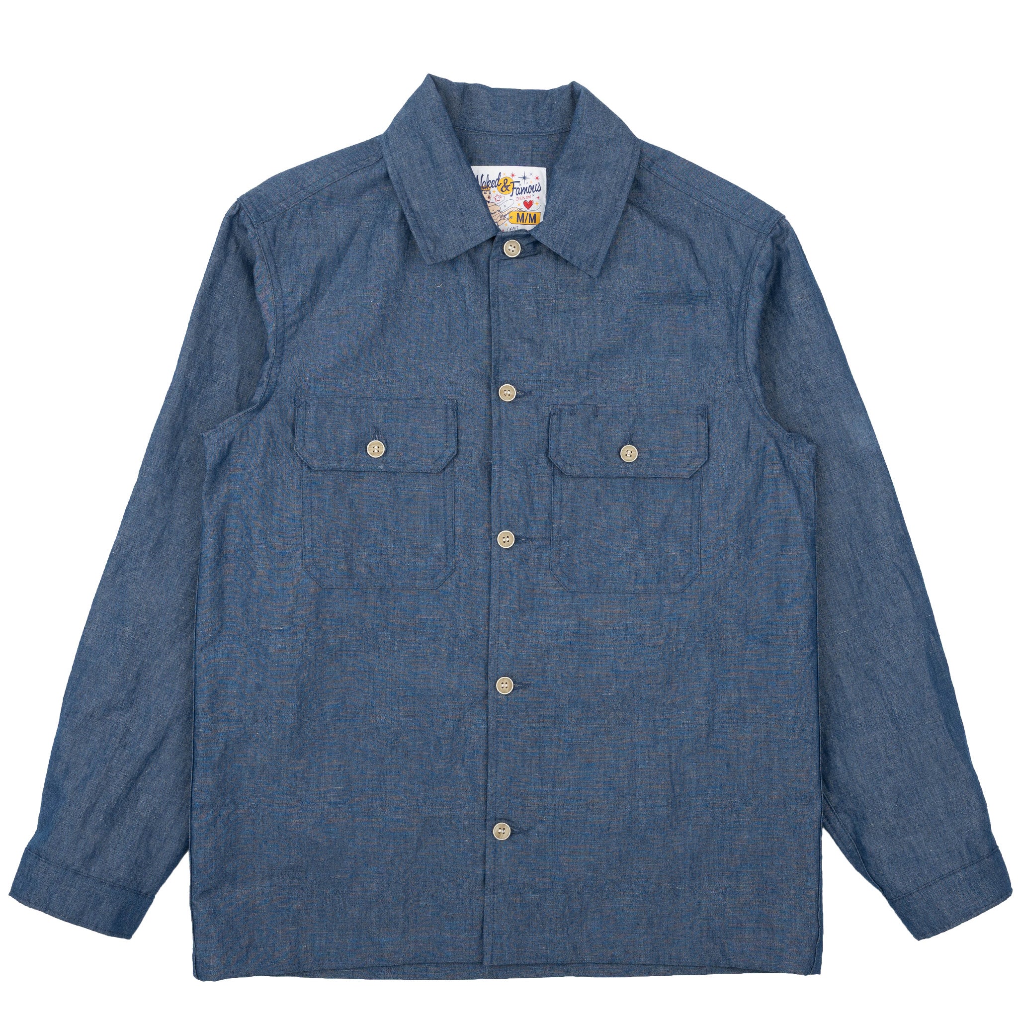 Work Shirt - Linen Blend Denim - Indigo by Naked & Famous Denim