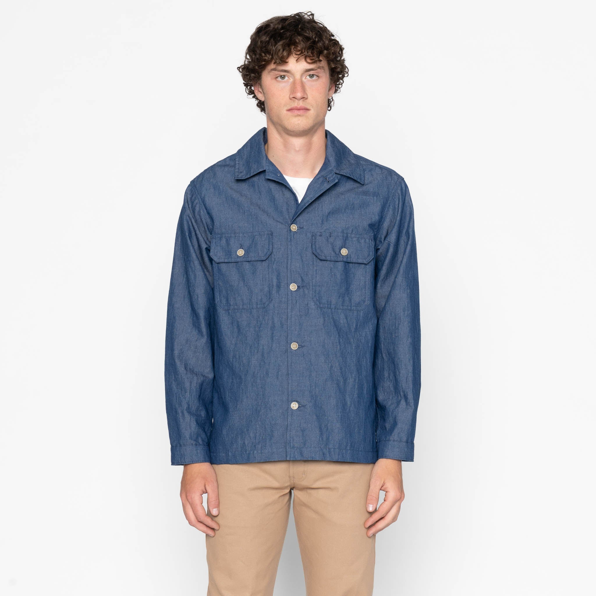 Work Shirt - Linen Blend Denim - Indigo by Naked & Famous Denim