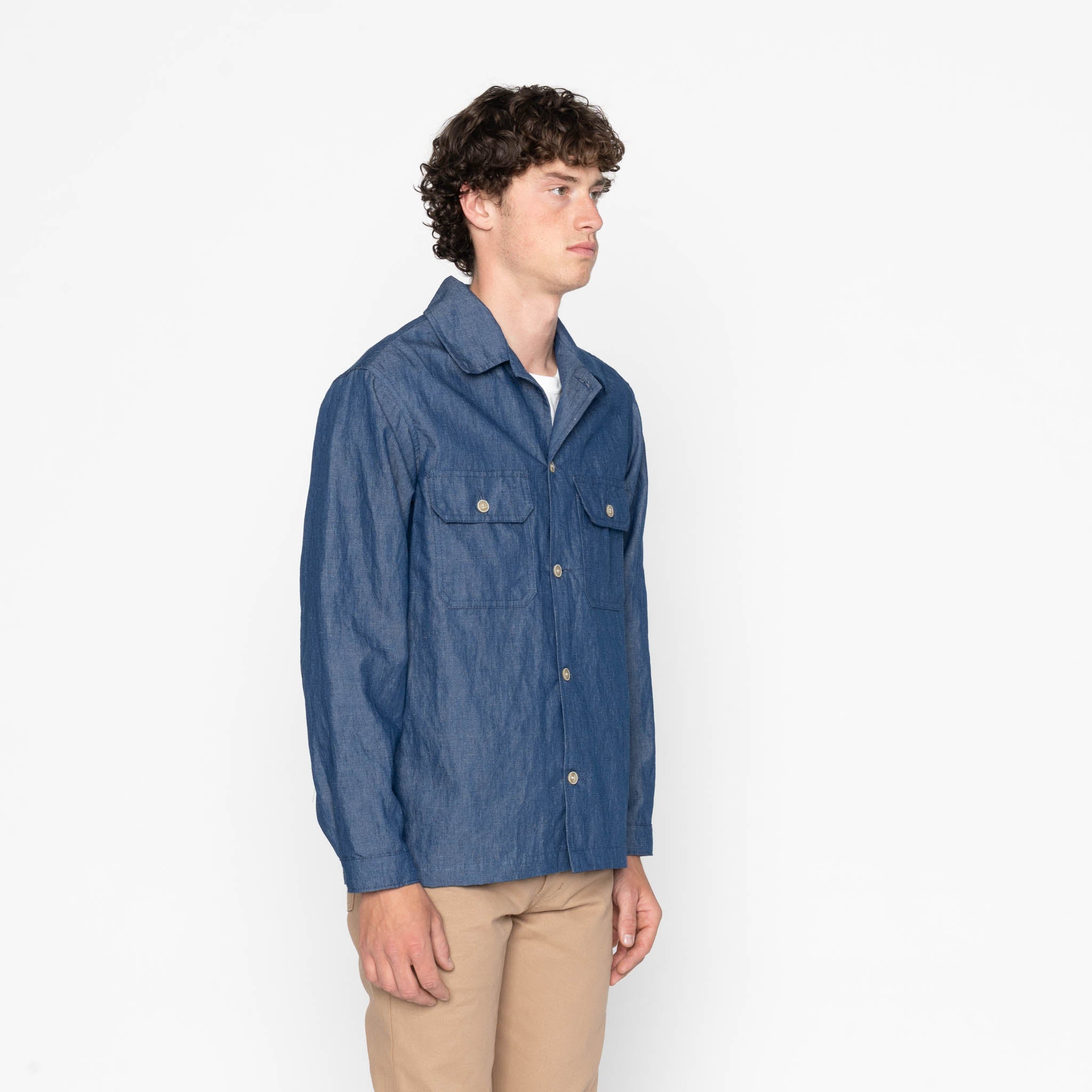Work Shirt - Linen Blend Denim - Indigo by Naked & Famous Denim