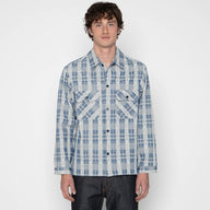 Work Shirt - Sashiko Weave - White / Indigo by Naked & Famous Denim
