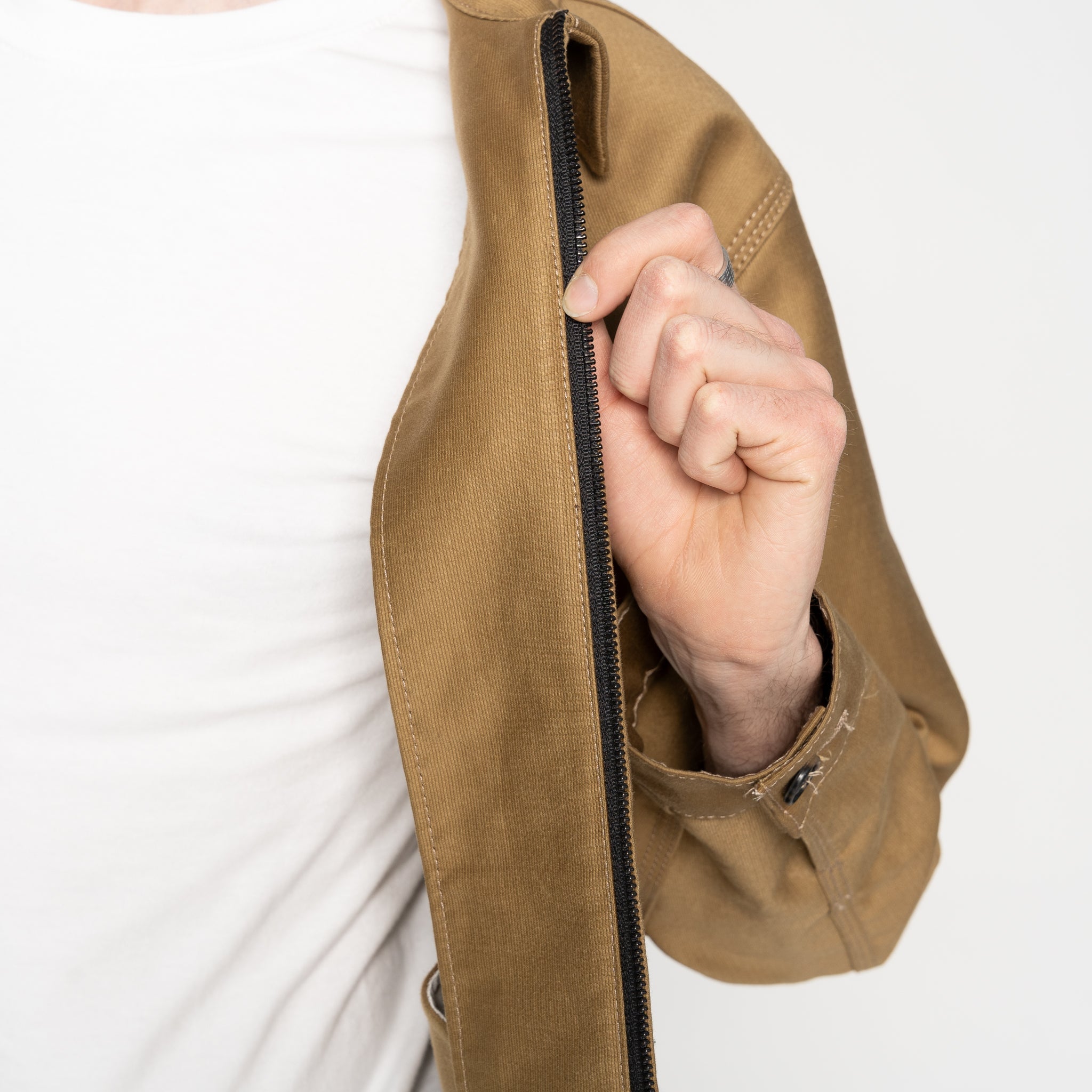 Zip Jacket - Brushed Jungle Cloth - Tan by Naked & Famous Denim