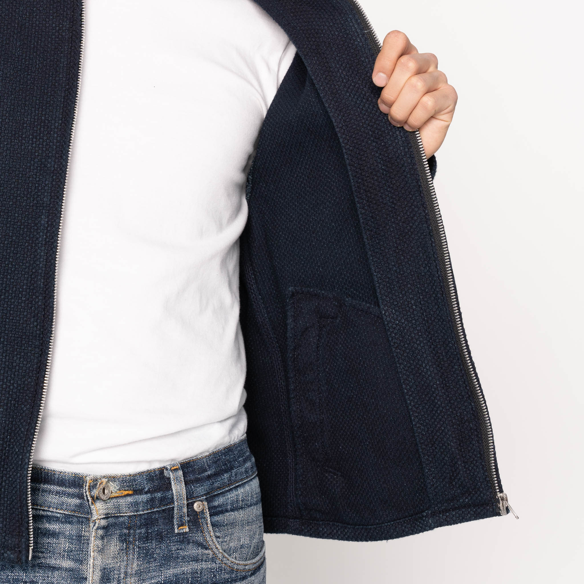 Zip Jacket - Indigo Sashiko by Naked & Famous Denim