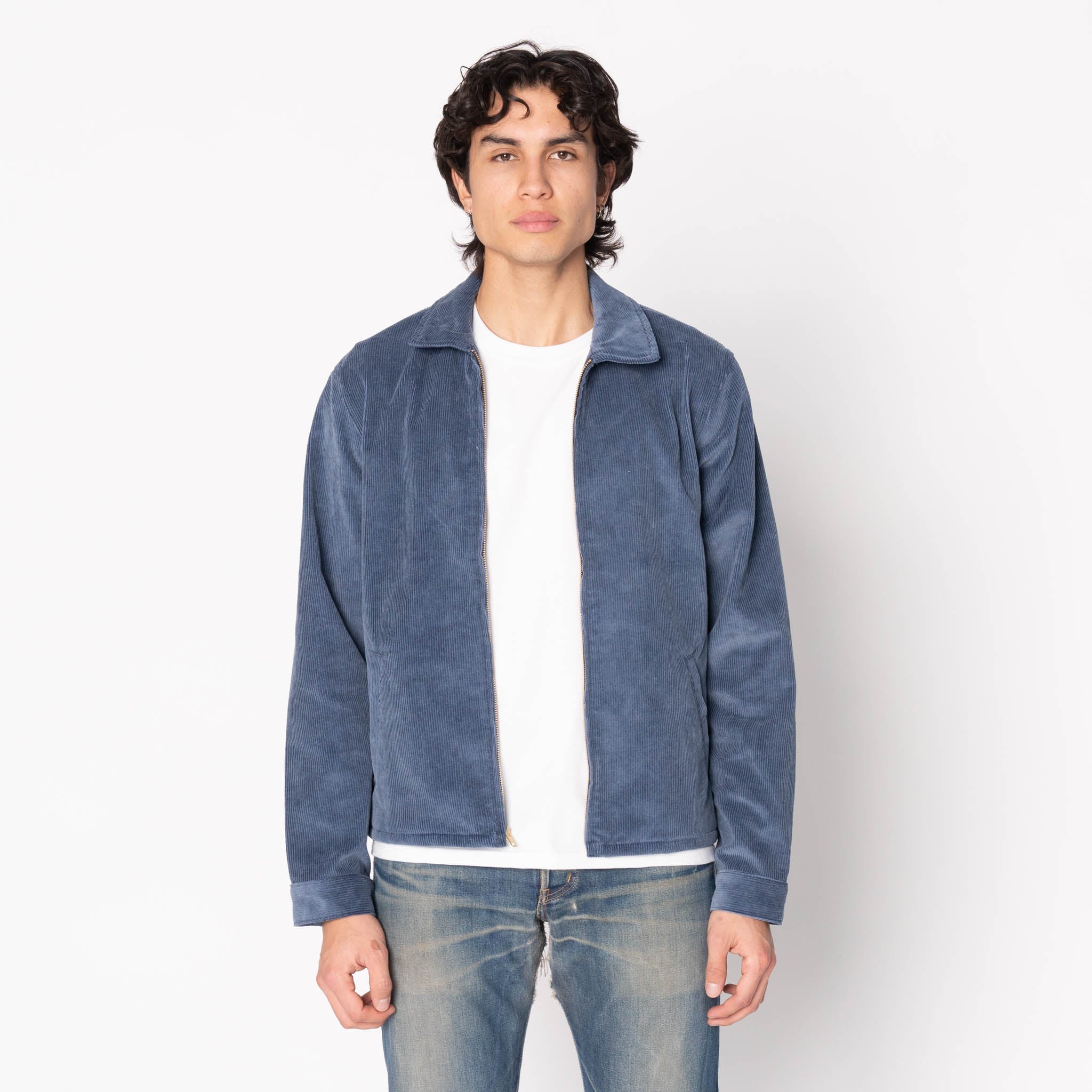 Zip Chore - Velours côtelé délavé biologique - Indigo