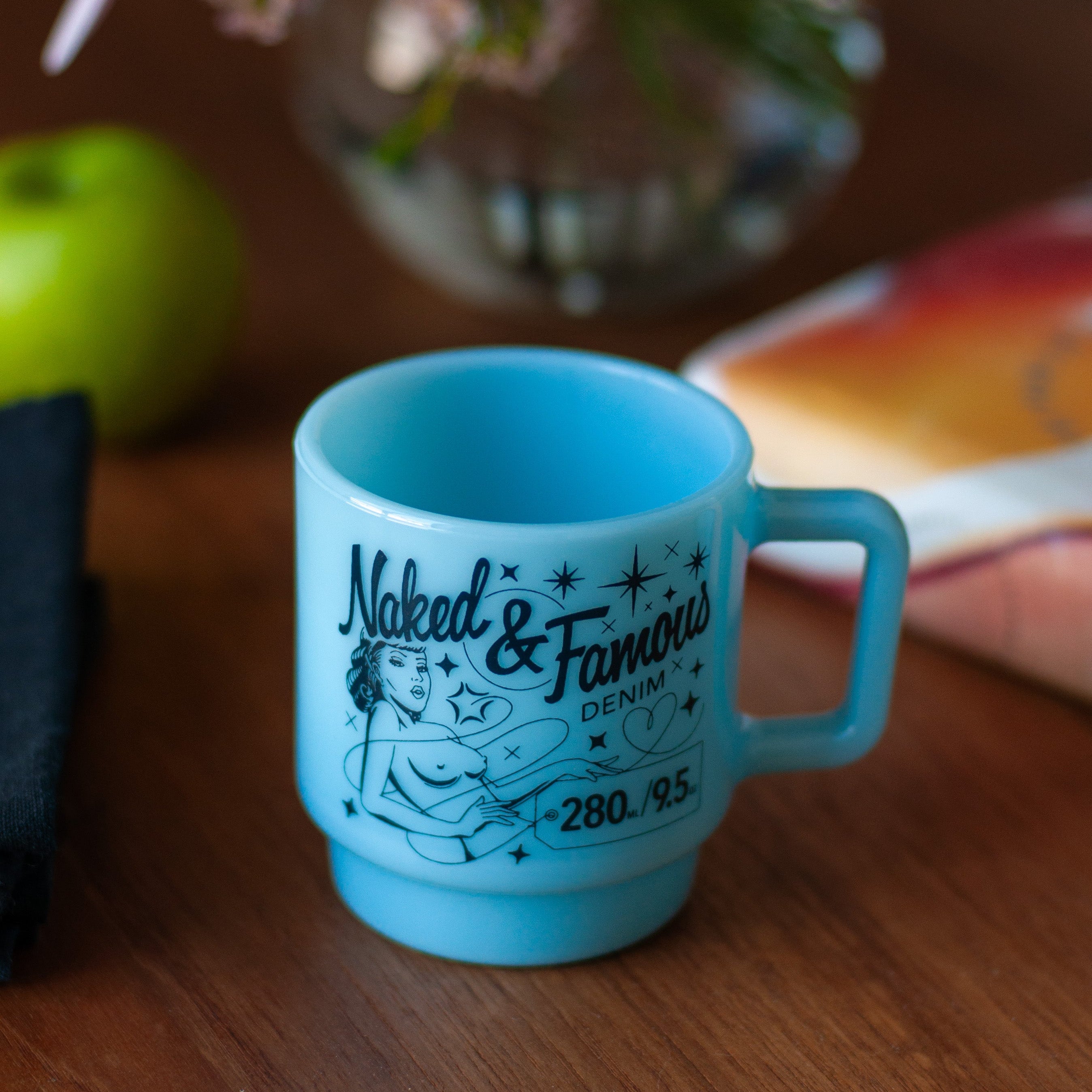 Milk Glass Stackable Mug - Delphite Blue by Naked & Famous Denim