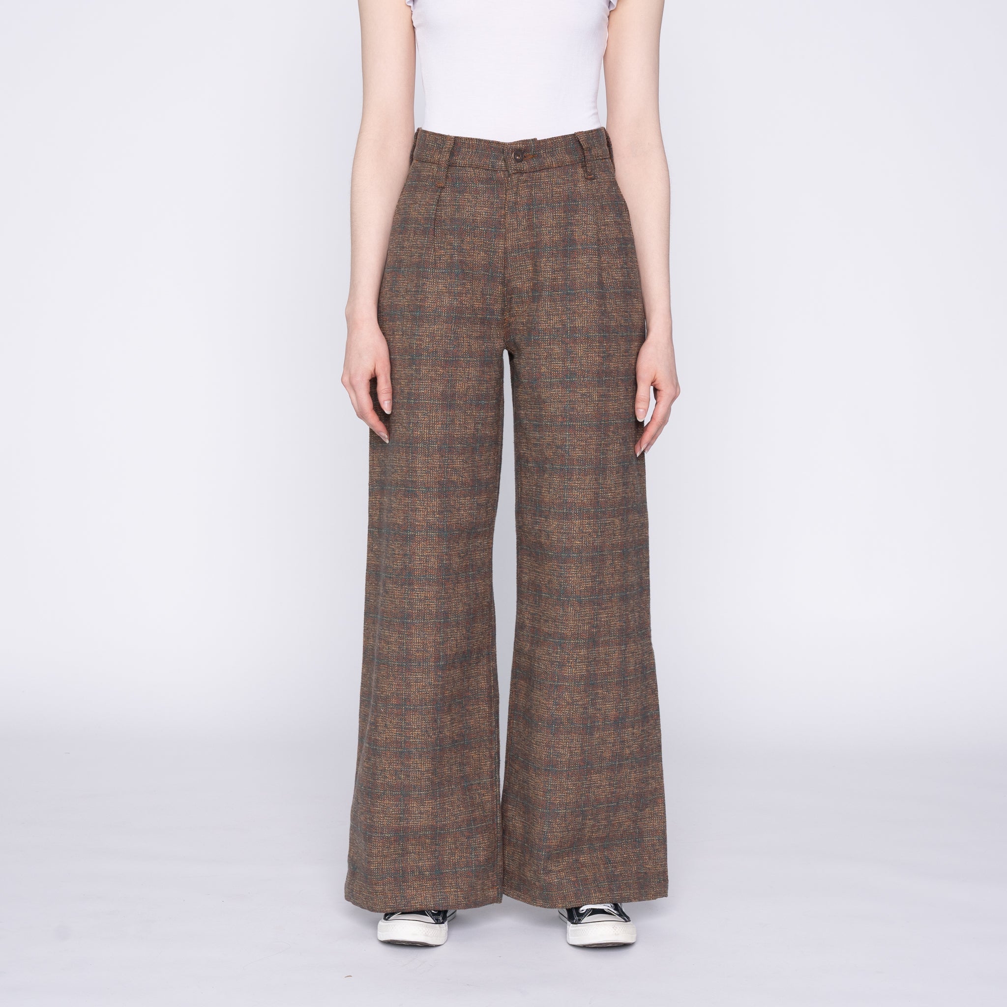 Wide Leg Trouser - Triple Yarn Twist Brushed Tweed - Desert Sunset by Naked & Famous Denim
