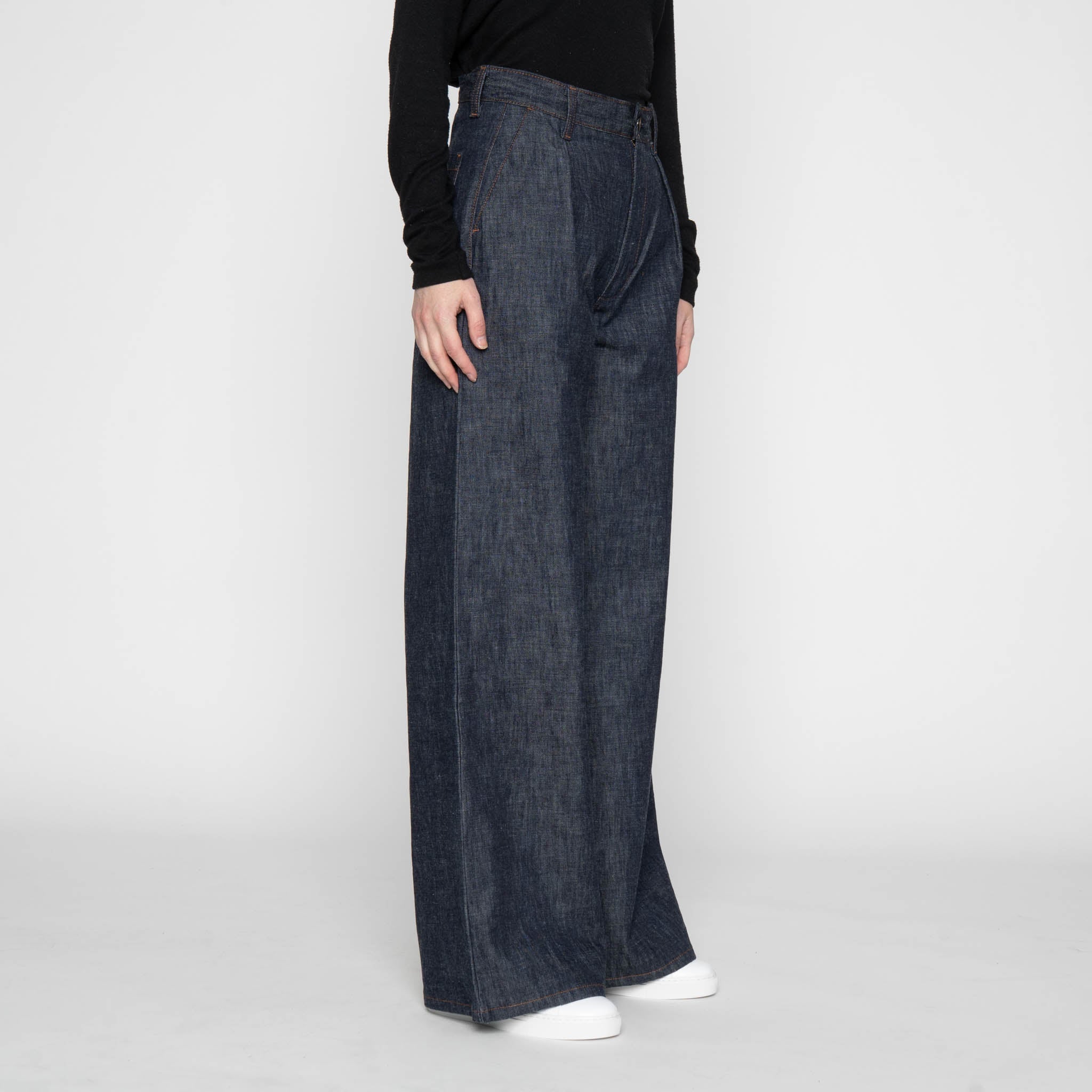 Wide Leg Trouser - 10oz Rinsed Denim - Indigo