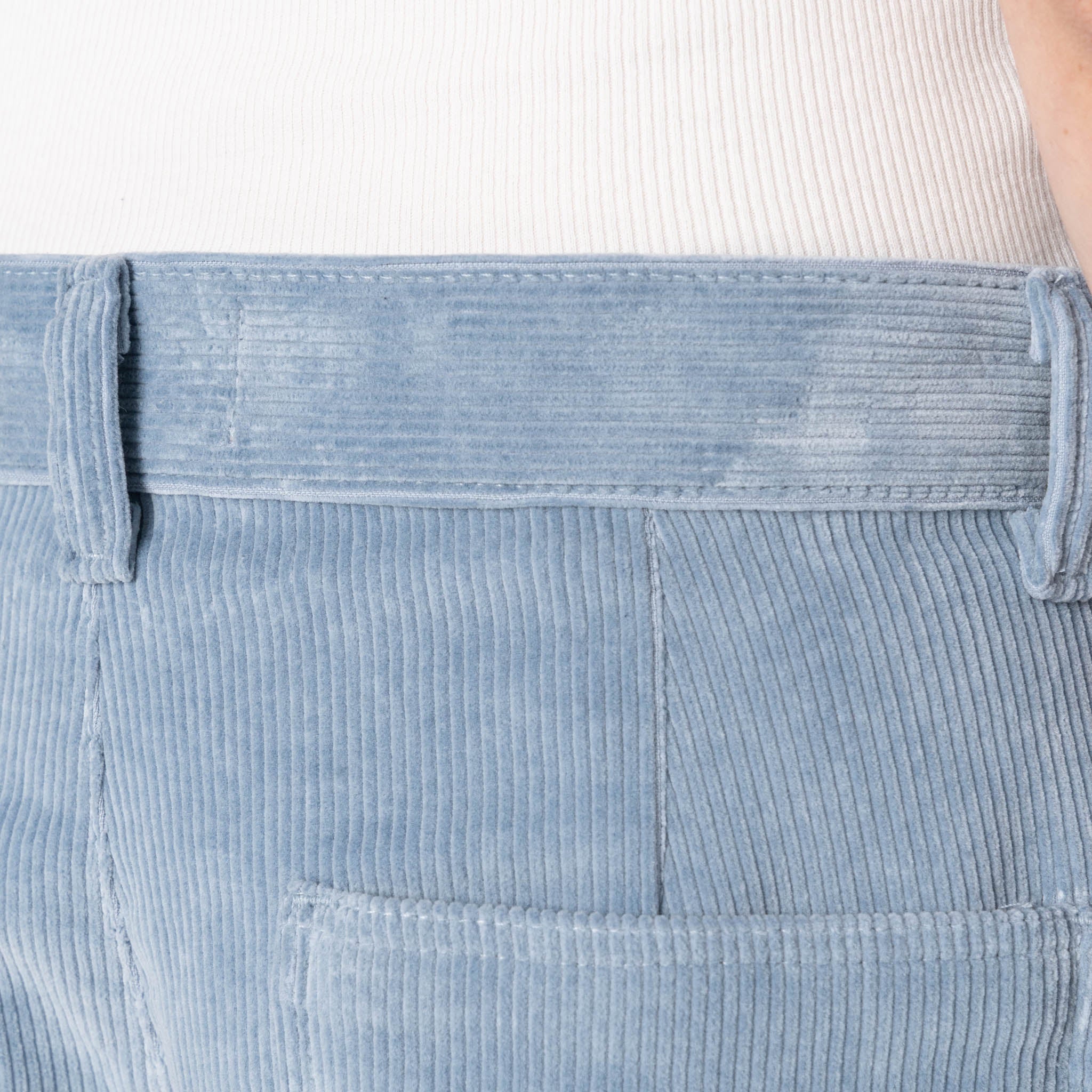 Wide Leg Trouser - Faded Corduroy Organique - Pale Indigo by Naked & Famous Denim