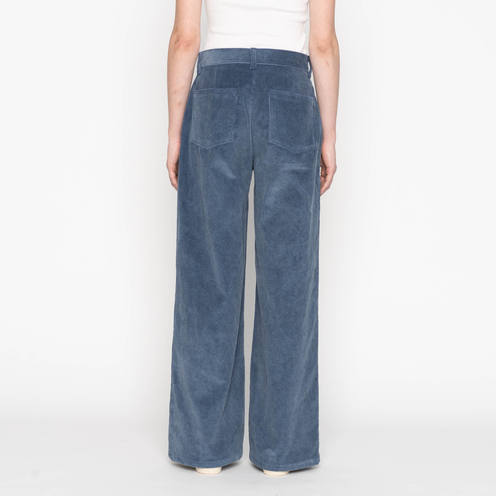 Pantalon large - Velours côtelé bio délavé - Indigo