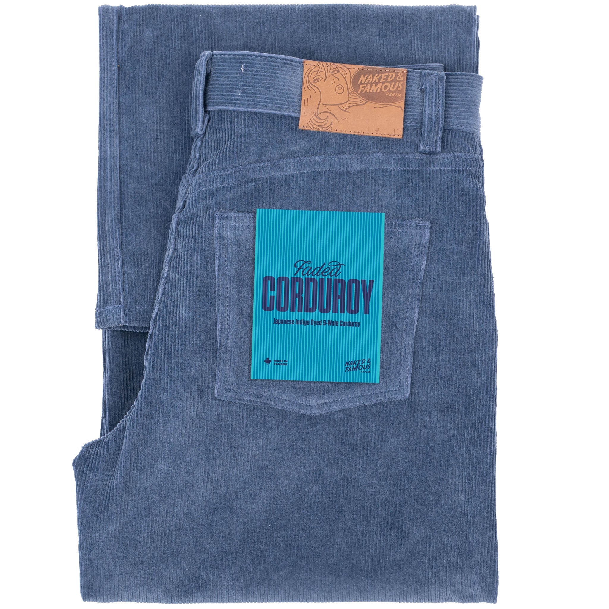 Wide Wild West - Organic Faded Corduroy - Indigo by Naked & Famous Denim