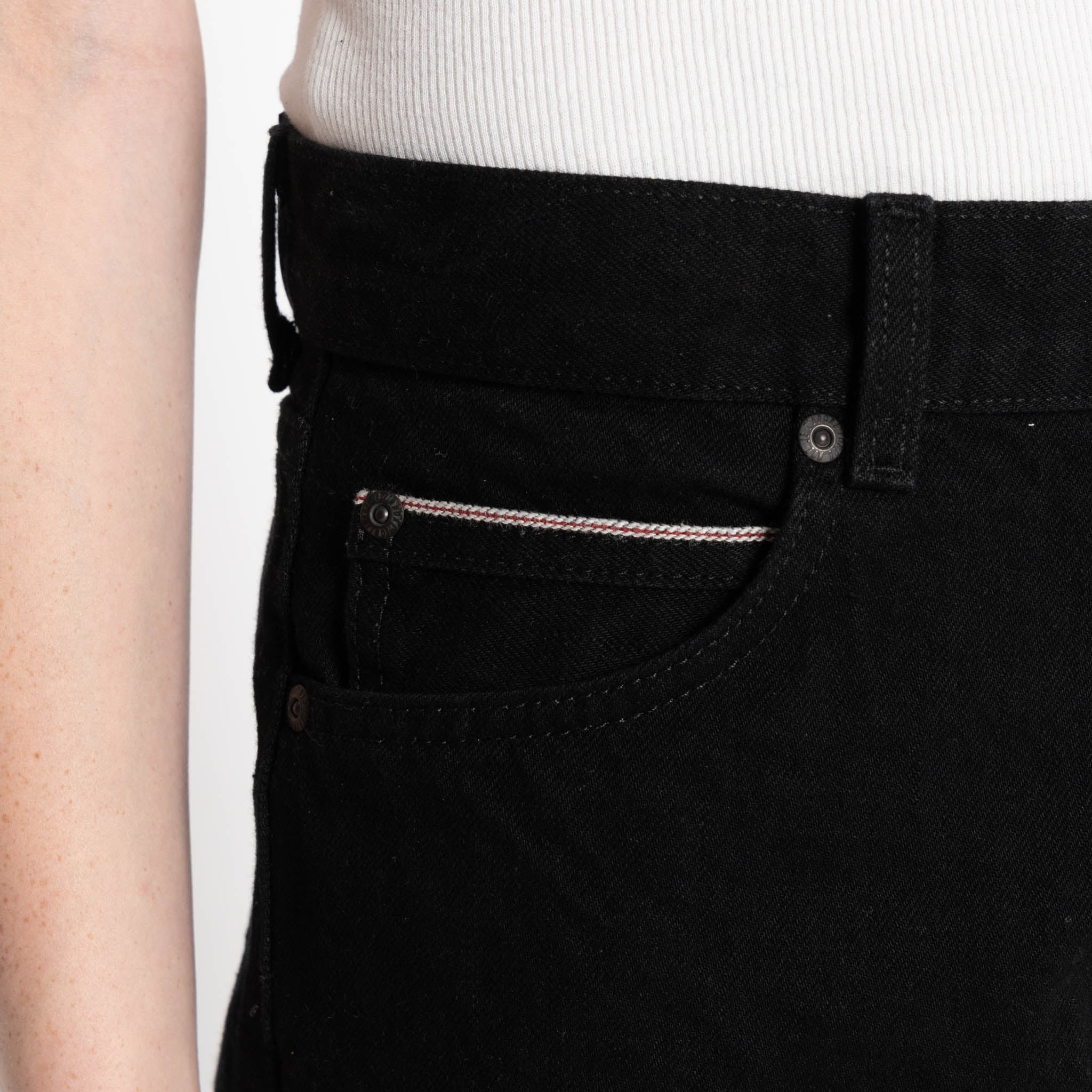 Super Girl - Solid Black Selvedge Washed - Black by Naked & Famous Denim