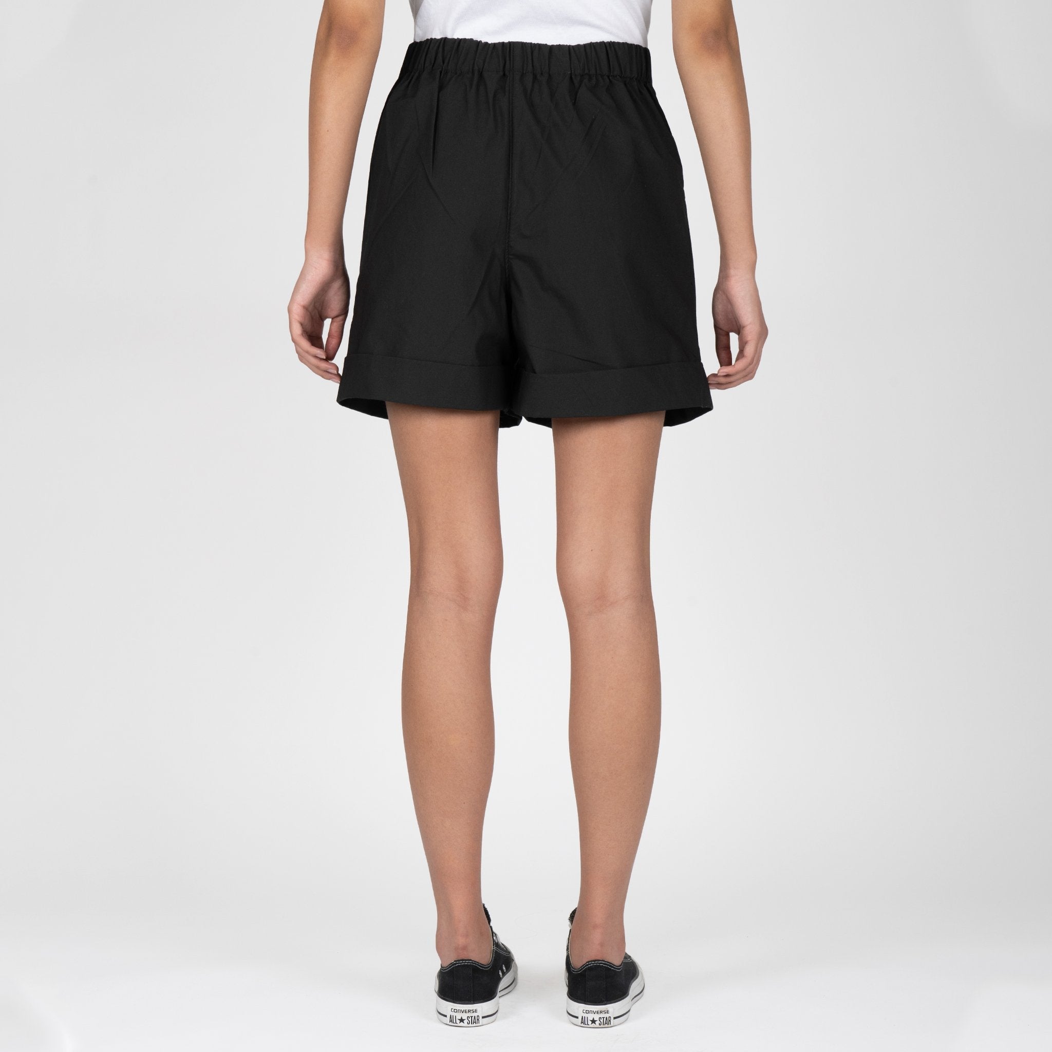 Wide Cuffed Short - Cotton Typewriter - Black by Naked & Famous Denim