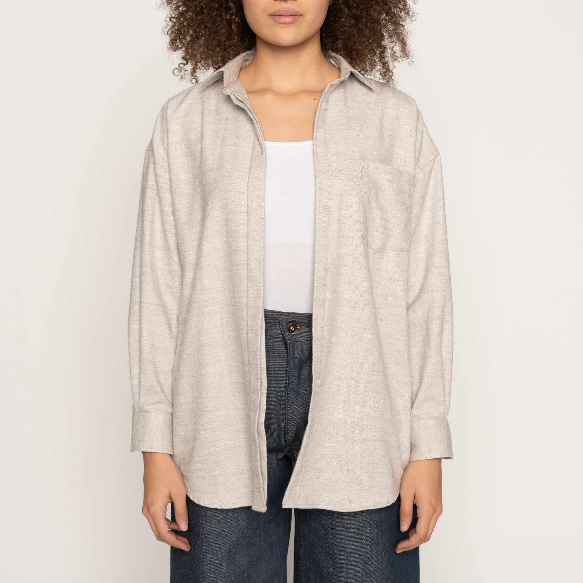 Roomy Shirt - Yak Fiber Brushed Flannel - Whisper Grey by Naked & Famous Denim