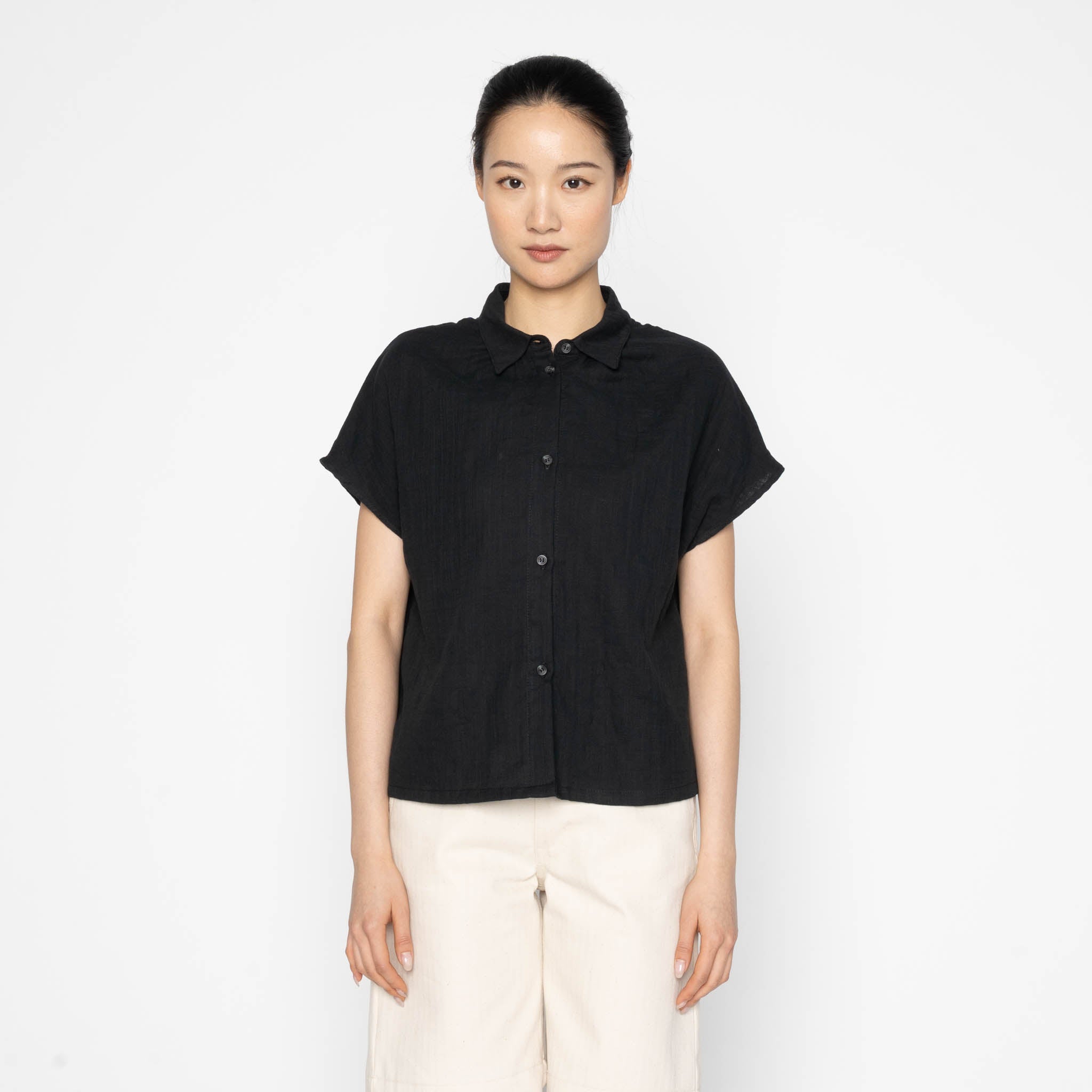 Billie Shirt - Double Weave Gauze - Black