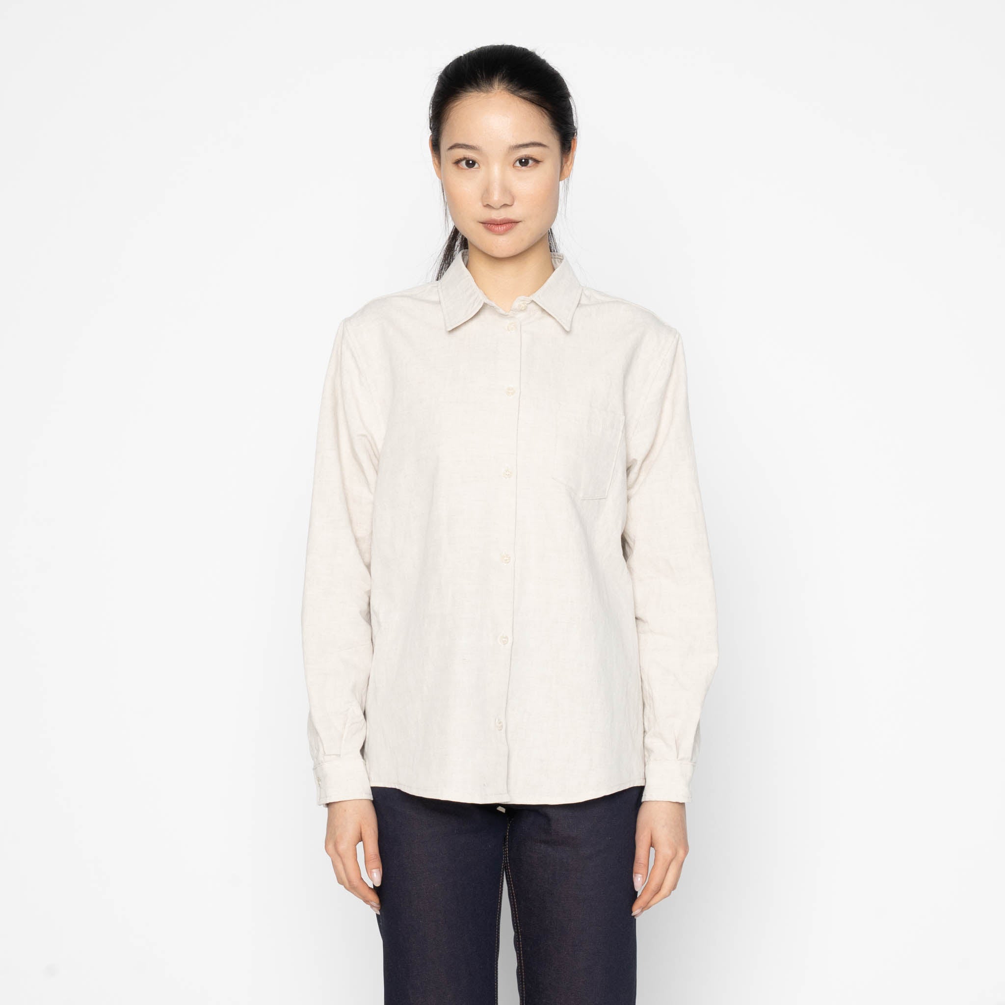 Judy - Linen Blend Denim - Ecru by Naked & Famous Denim