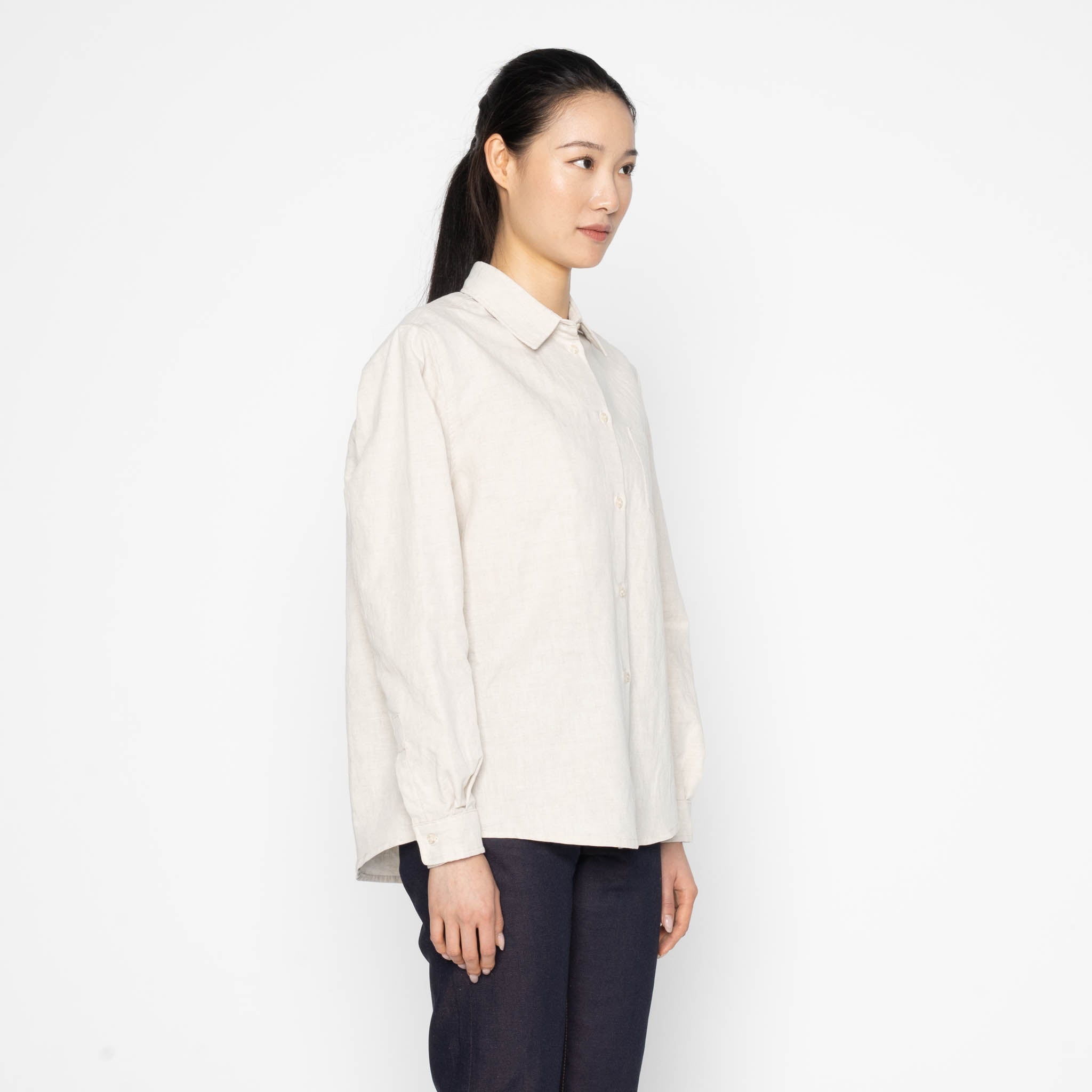 Judy - Linen Blend Denim - Ecru by Naked & Famous Denim