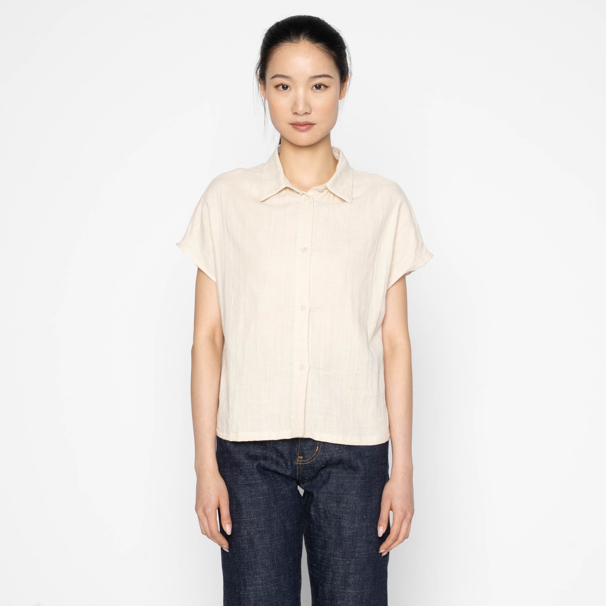 Billie - Double Weave Gauze - Bone by Naked & Famous Denim