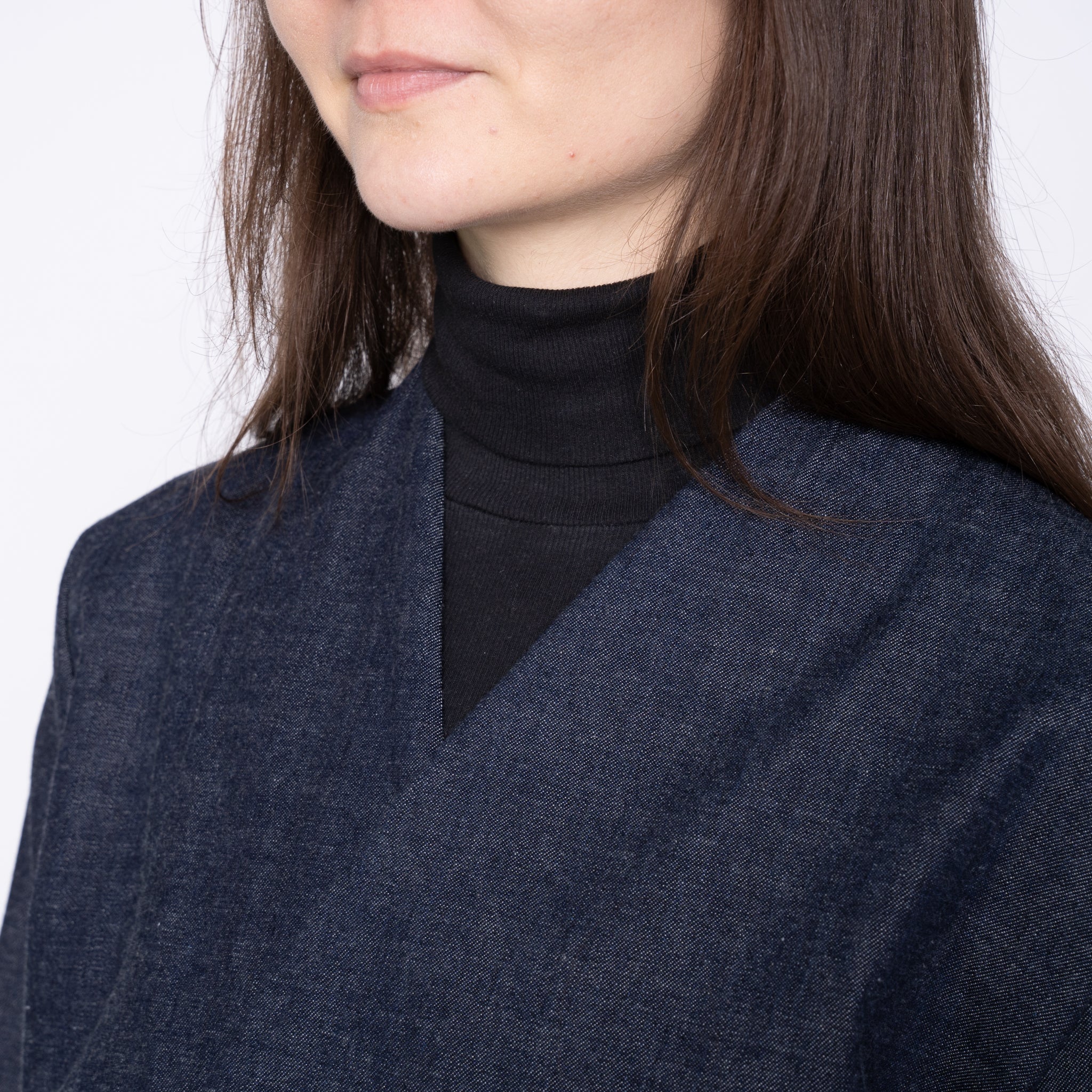 Collarless Jacket - Slub Nep Rinsed - Indigo by Naked & Famous Denim