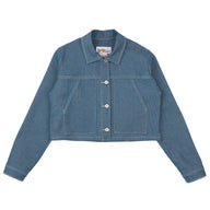 Cropped Jacket - Antique Blue Denim Stretch by Naked & Famous Denim