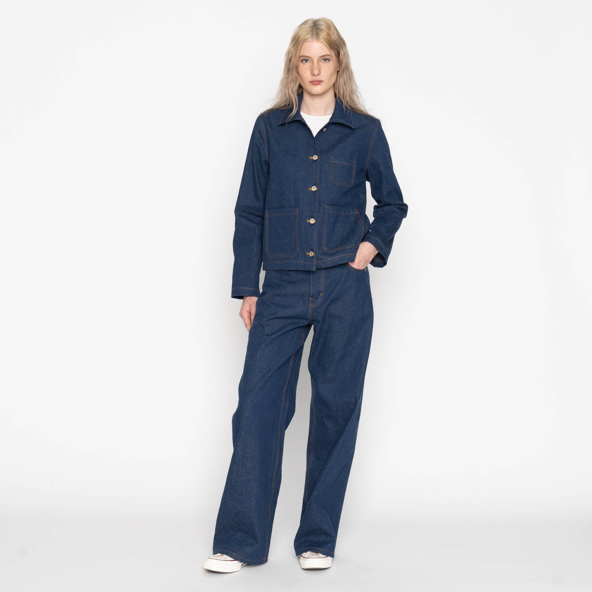 Gracie - 2x1 Dungaree Nep Denim - Mid Indigo