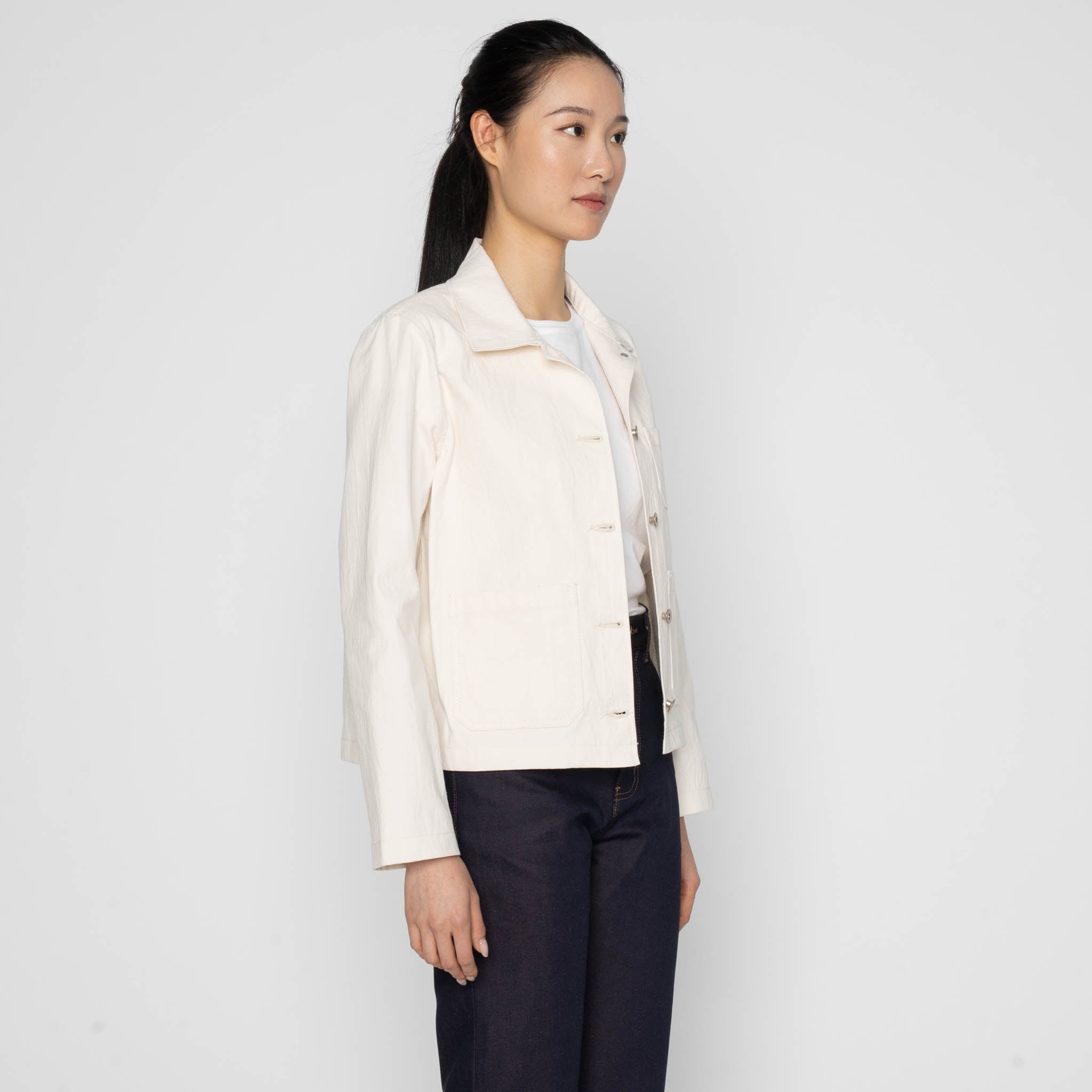 Gracie Jacket - Hard Twist Organic Herringbone - Ecru by Naked & Famous Denim