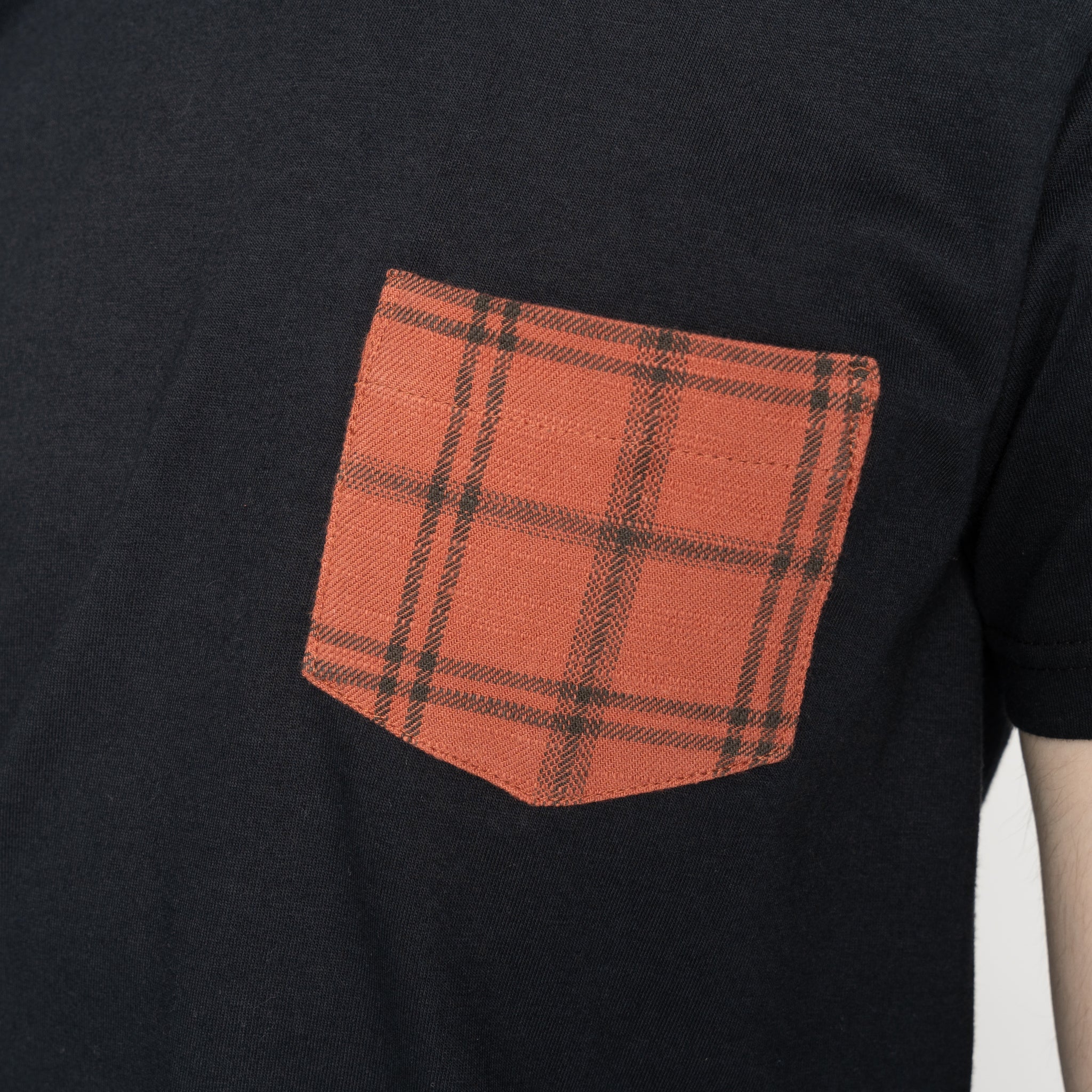 Pocket Tee - Black - Big Slub Vintage Flannel - Red by Naked & Famous Denim