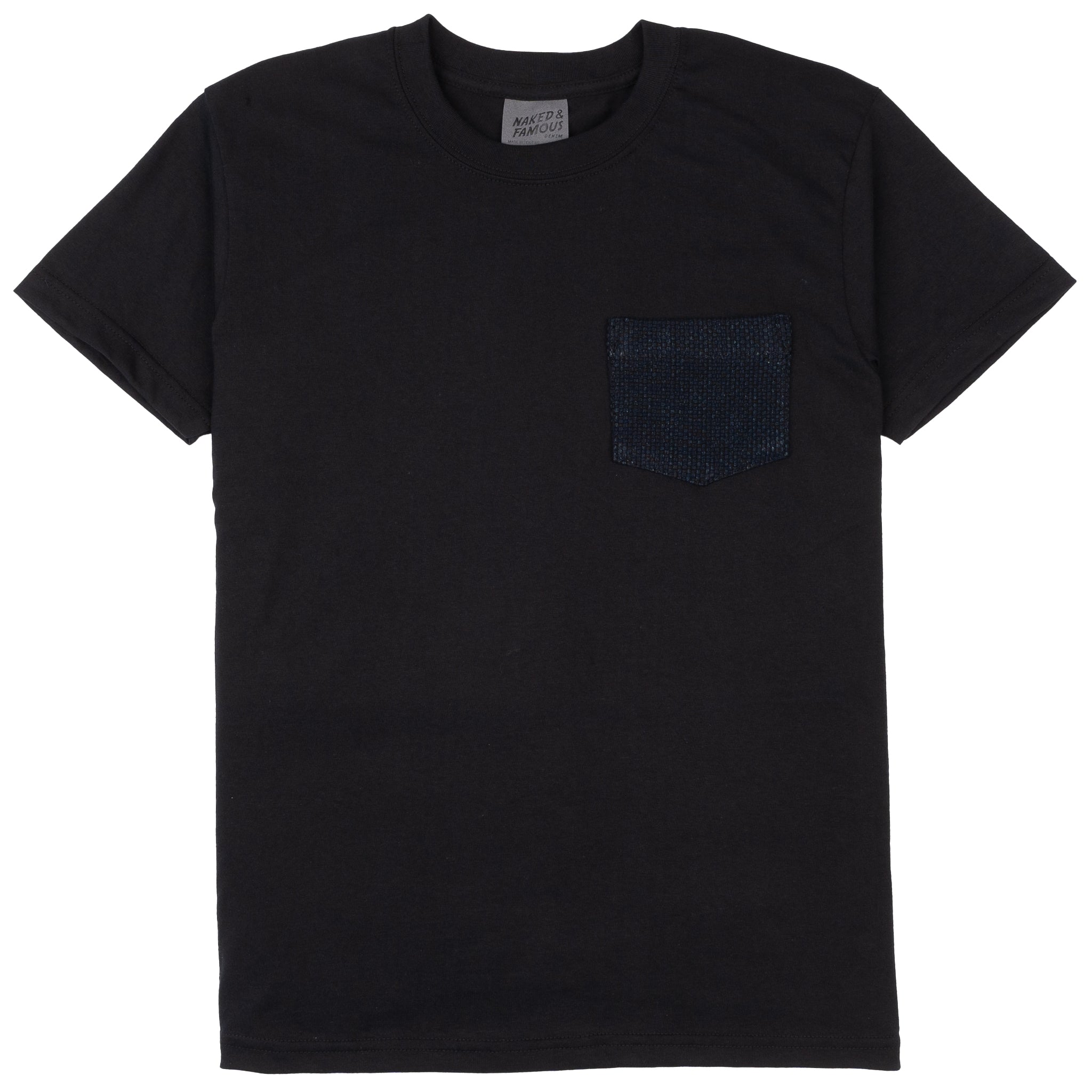 T-shirt à poche - Noir - Indigo Sashiko