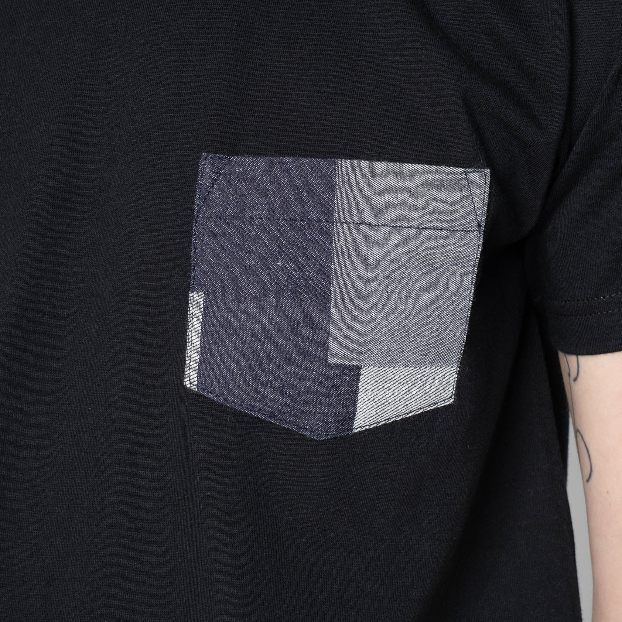Pocket Tee - Black + Indigo Jacquard - Indigo by Naked & Famous Denim