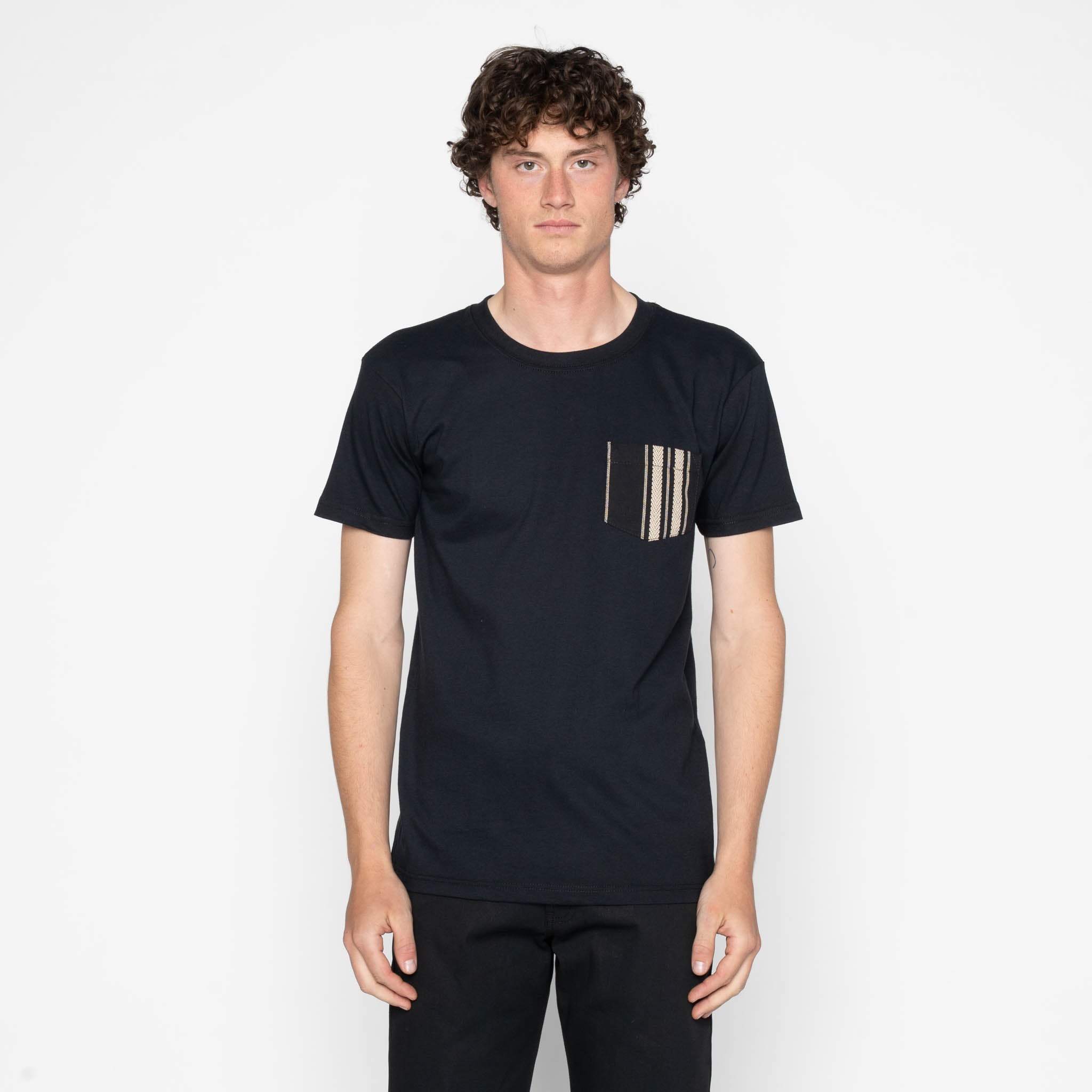 Pocket Tee - Black + Indigo Jacquard - Indigo by Naked & Famous Denim
