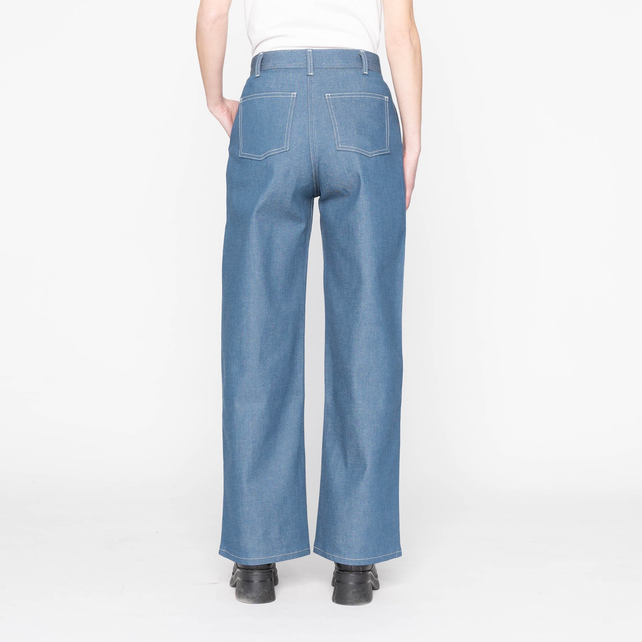 Maudie - Antique Blue Denim Stretch - Antique Blue by Naked & Famous Denim