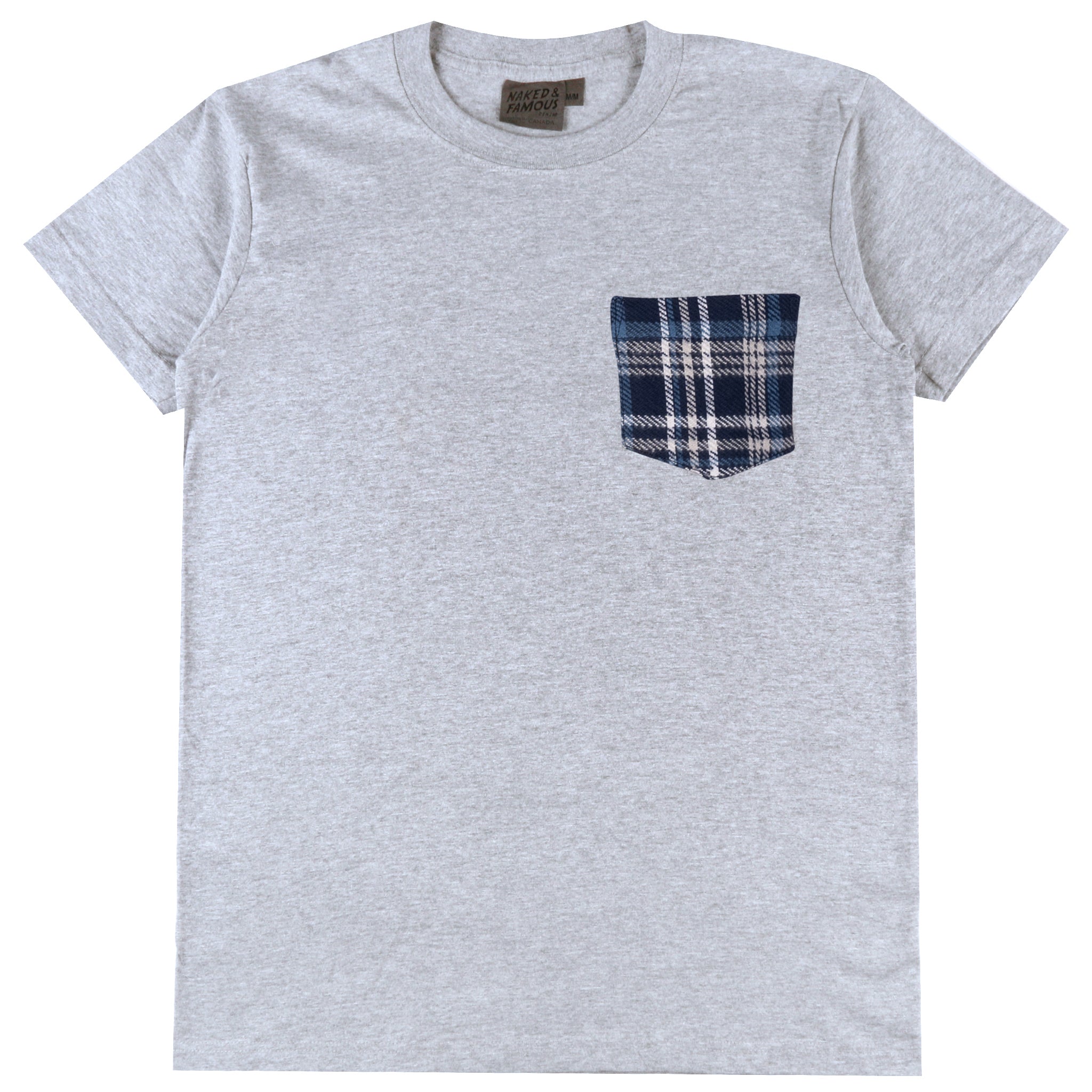 Pocket Tee - Heather Grey + Triple Yarn Twill Check Brush - Navy by Naked & Famous Denim