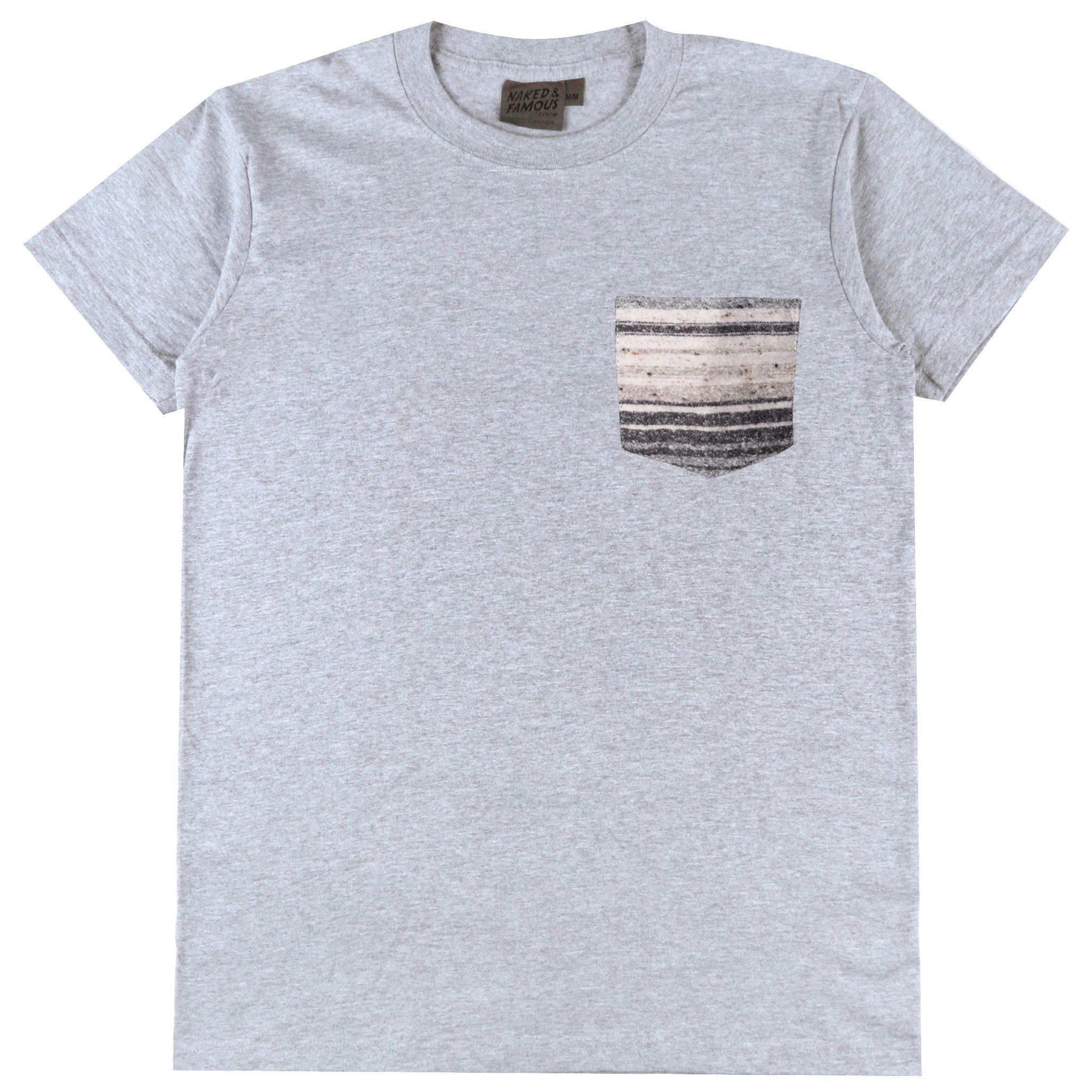 Pocket Tee - Heather Grey + Heavyweight Stripe Grey by Naked & Famous Denim