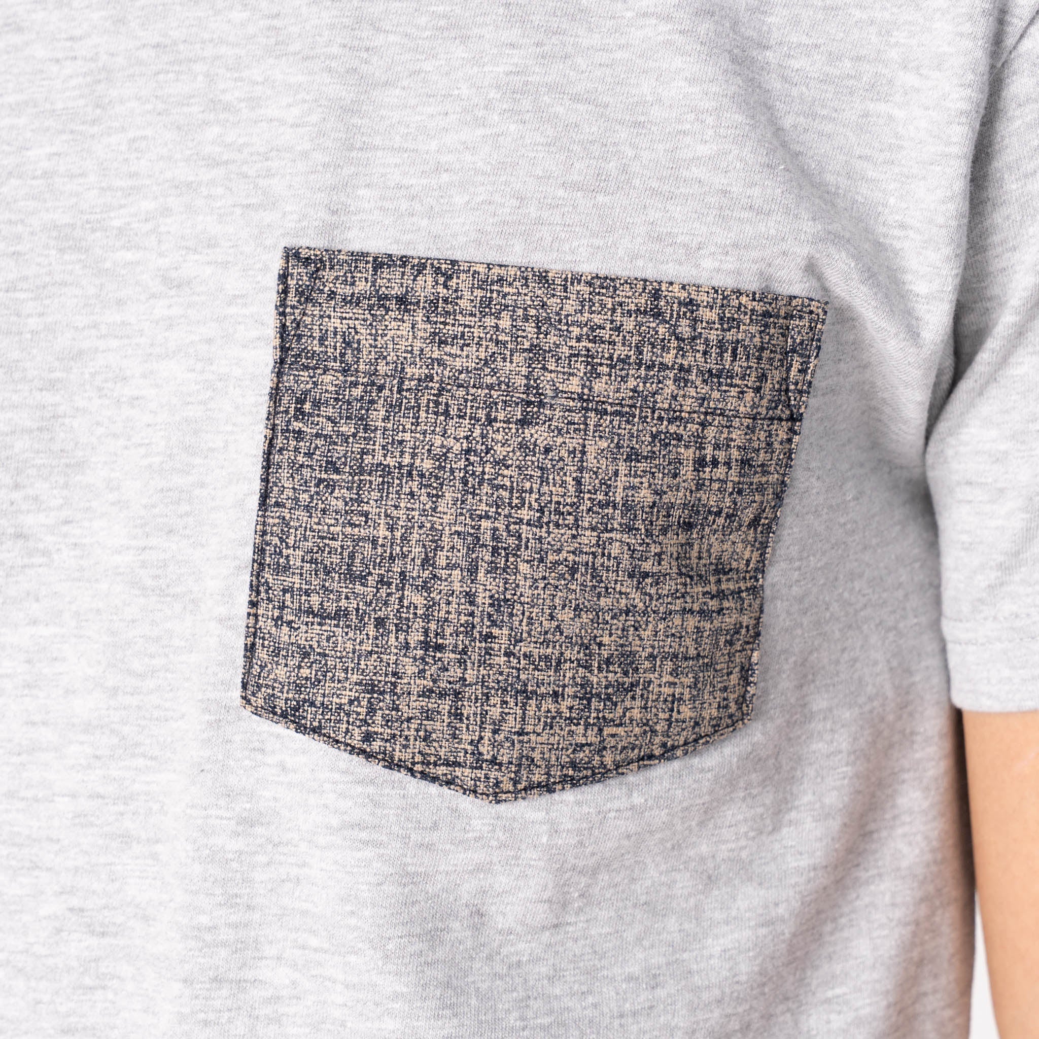 Pocket Tee - Heather Grey - Kimono Scramble - Indigo by Naked & Famous Denim